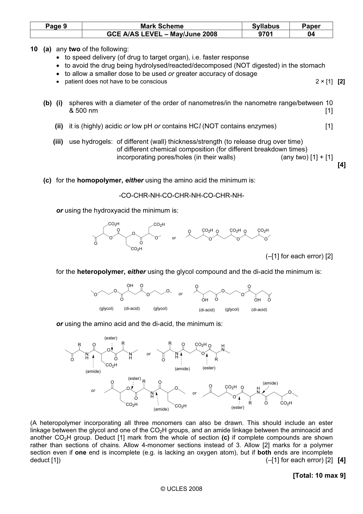 Mark scheme, page 9 of 9