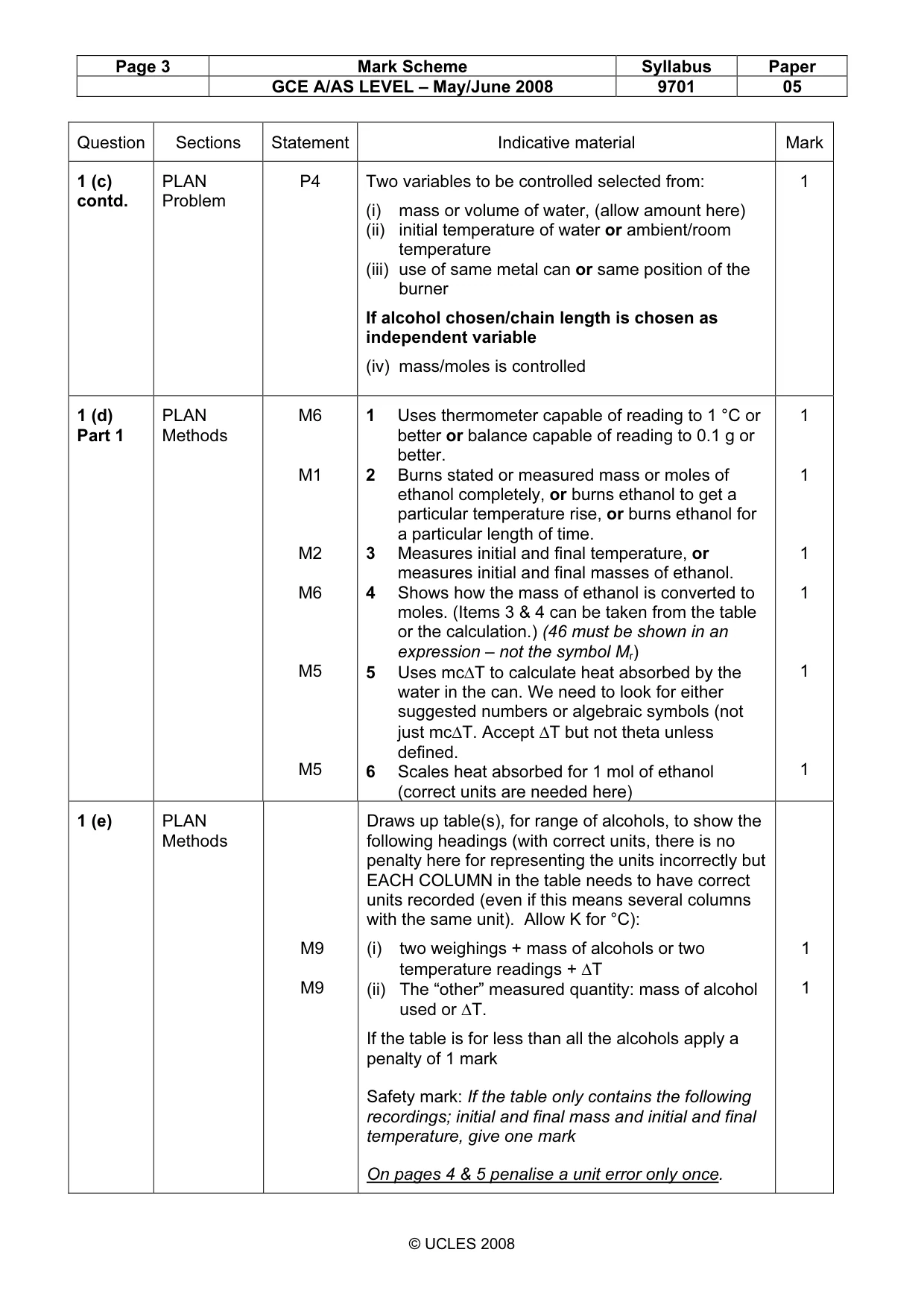 Mark scheme, page 3 of 8