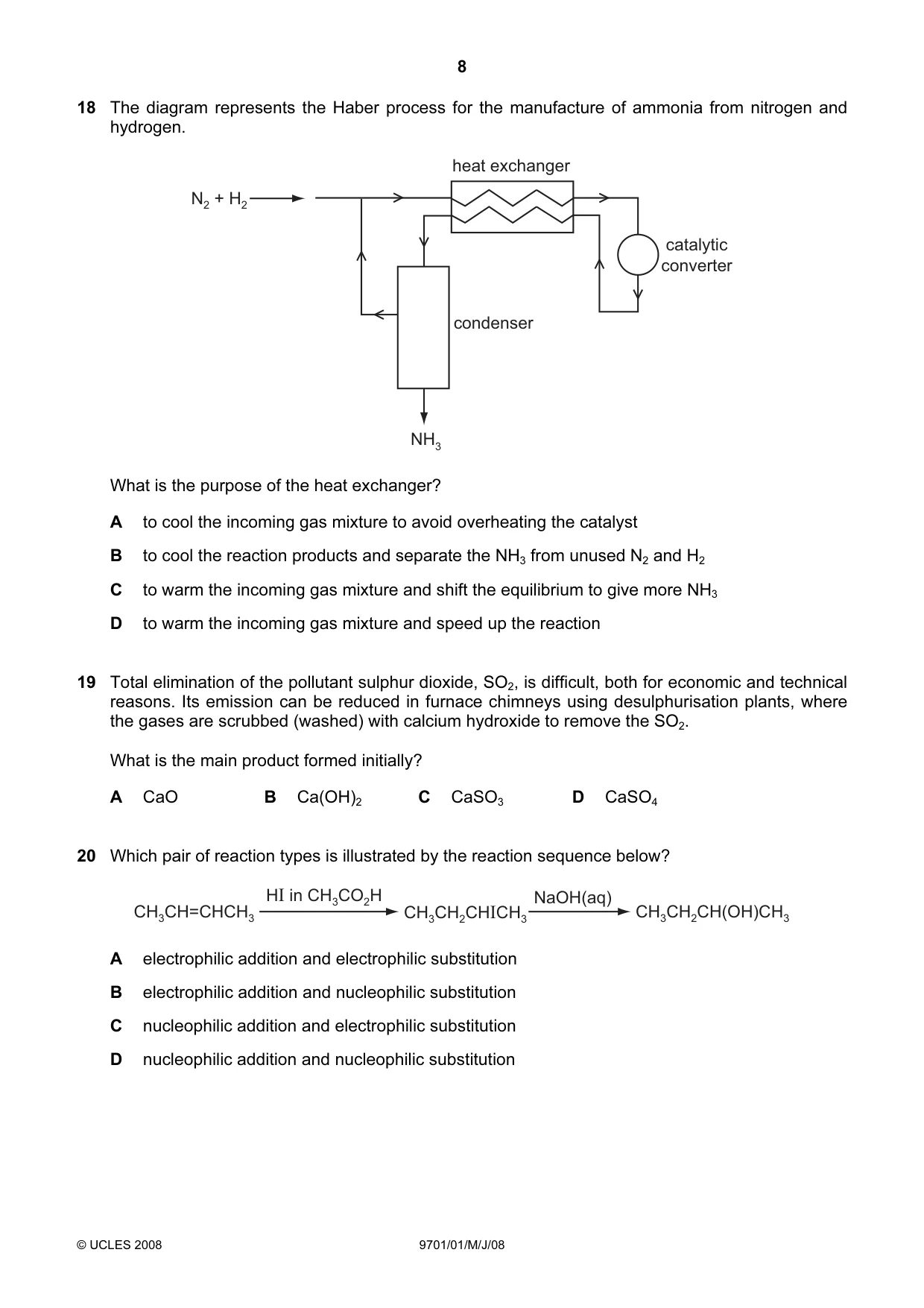 Cambridge A Level Chemistry 9701 2008 May/June Paper 1 · Variant 1 question paper, page 8 of 16