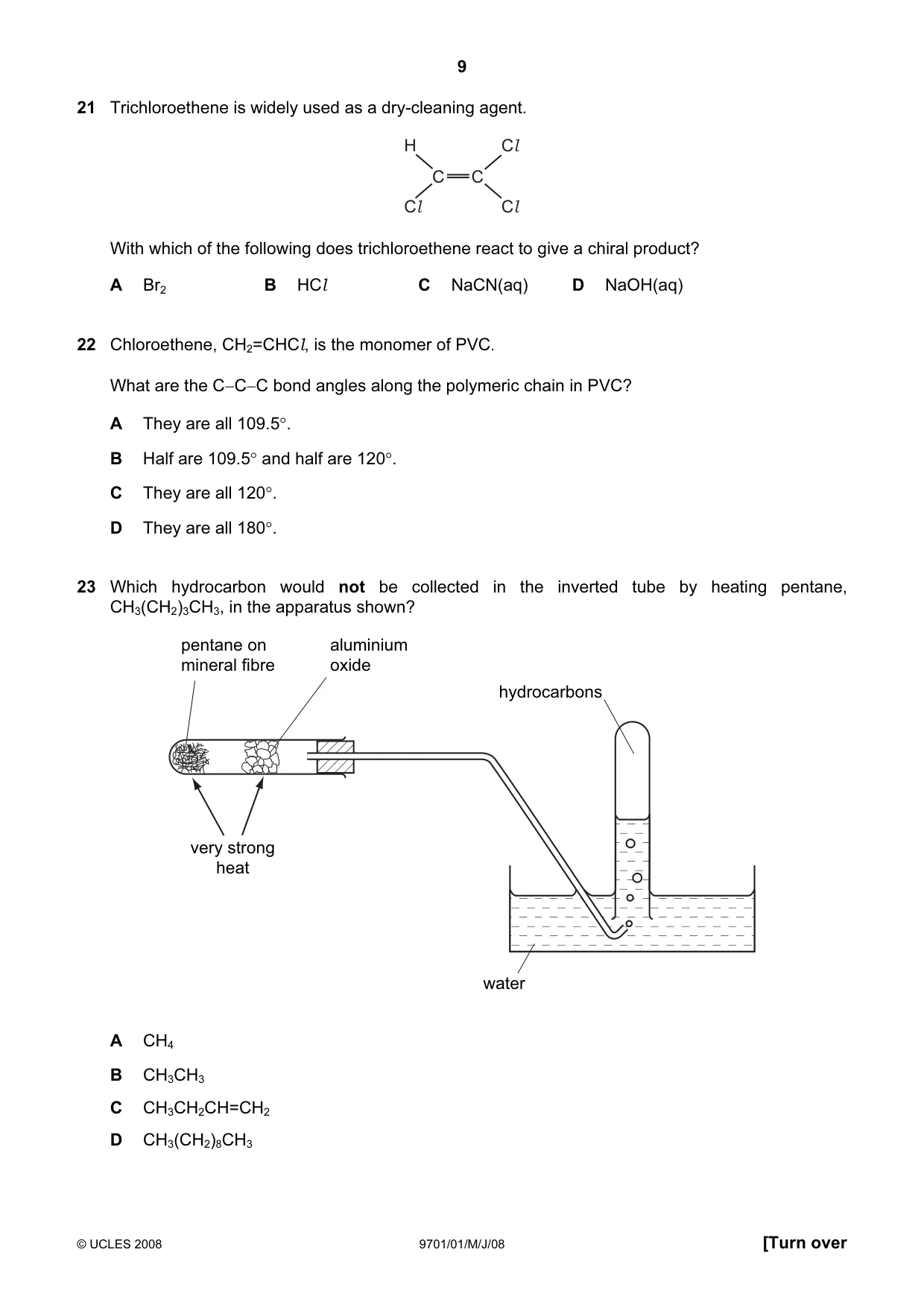 Cambridge A Level Chemistry 9701 2008 May/June Paper 1 · Variant 1 question paper, page 9 of 16