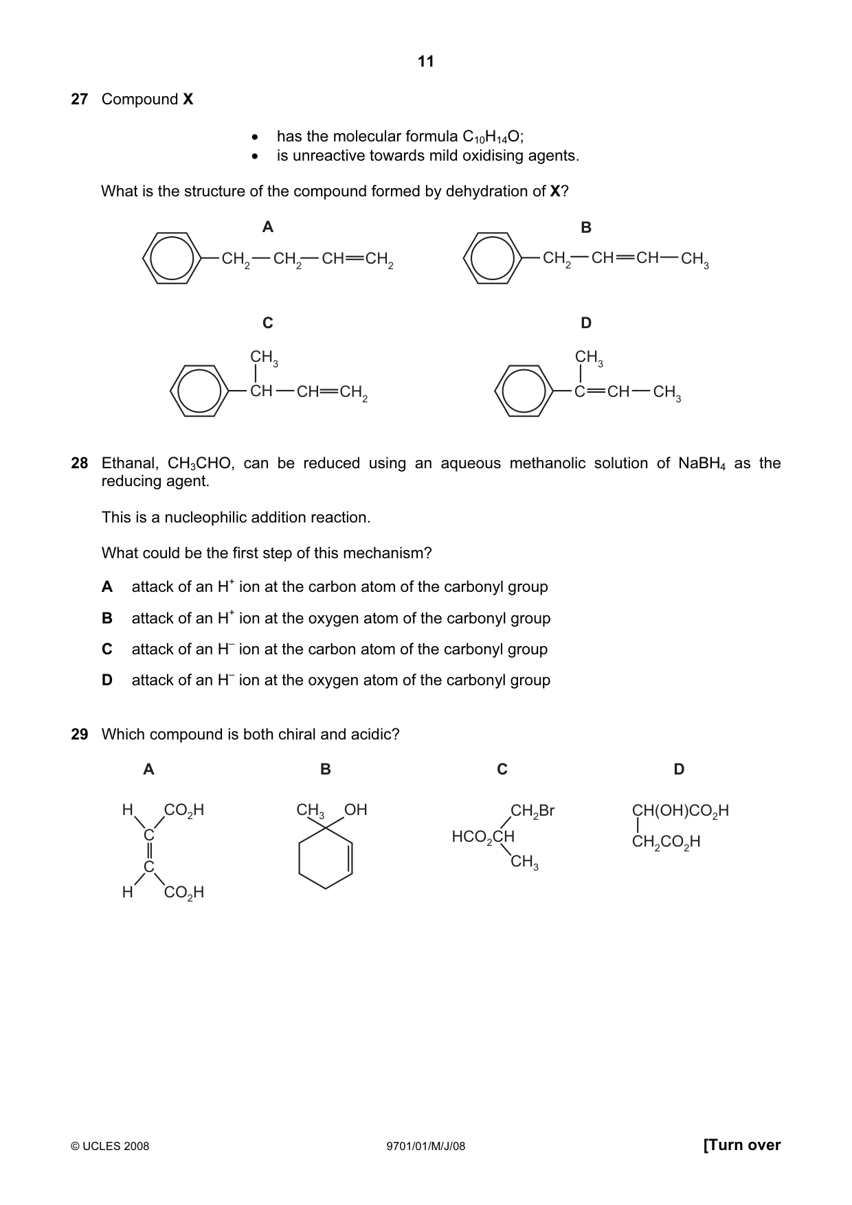 Cambridge A Level Chemistry 9701 2008 May/June Paper 1 · Variant 1 question paper, page 11 of 16