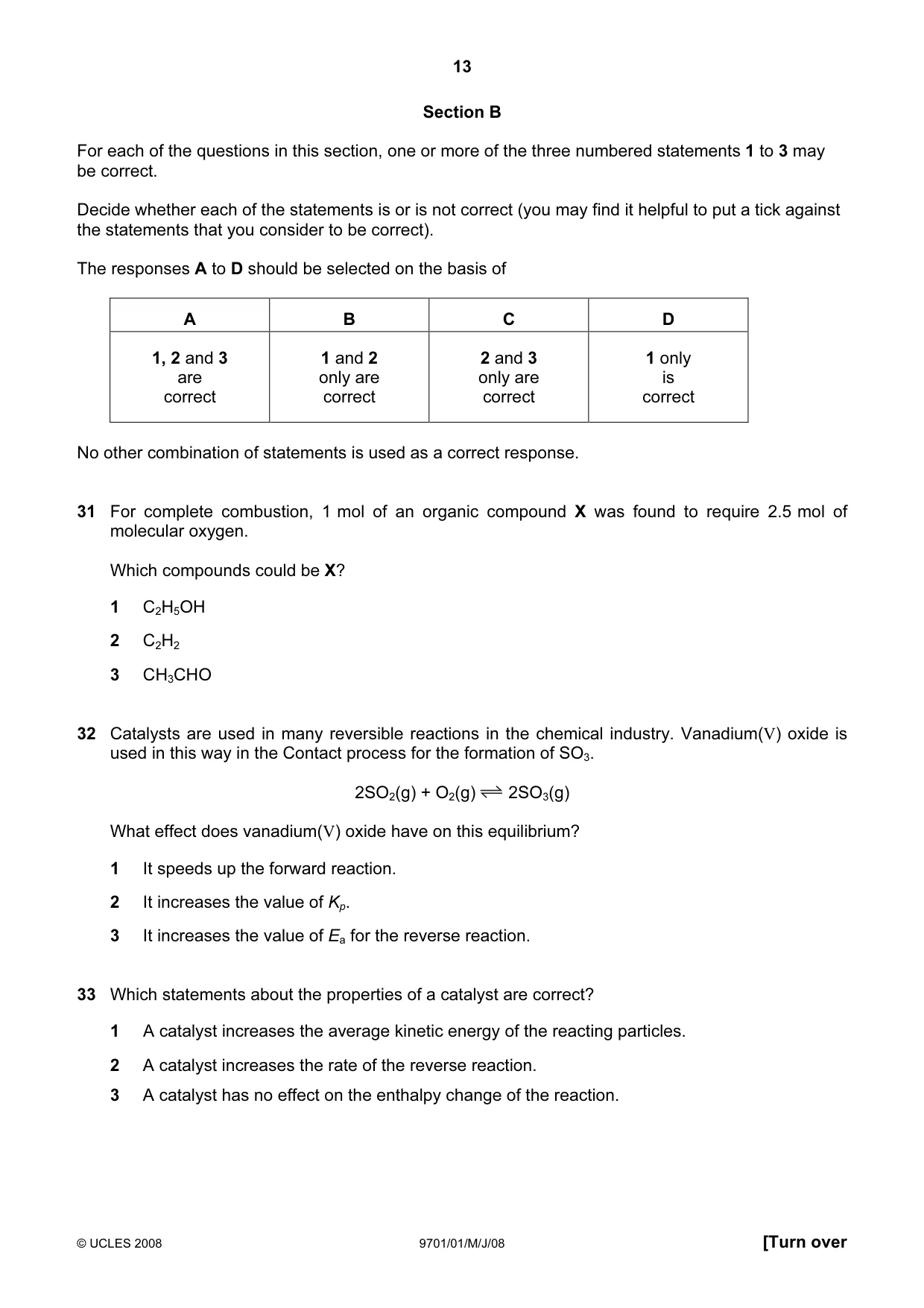Cambridge A Level Chemistry 9701 2008 May/June Paper 1 · Variant 1 question paper, page 13 of 16