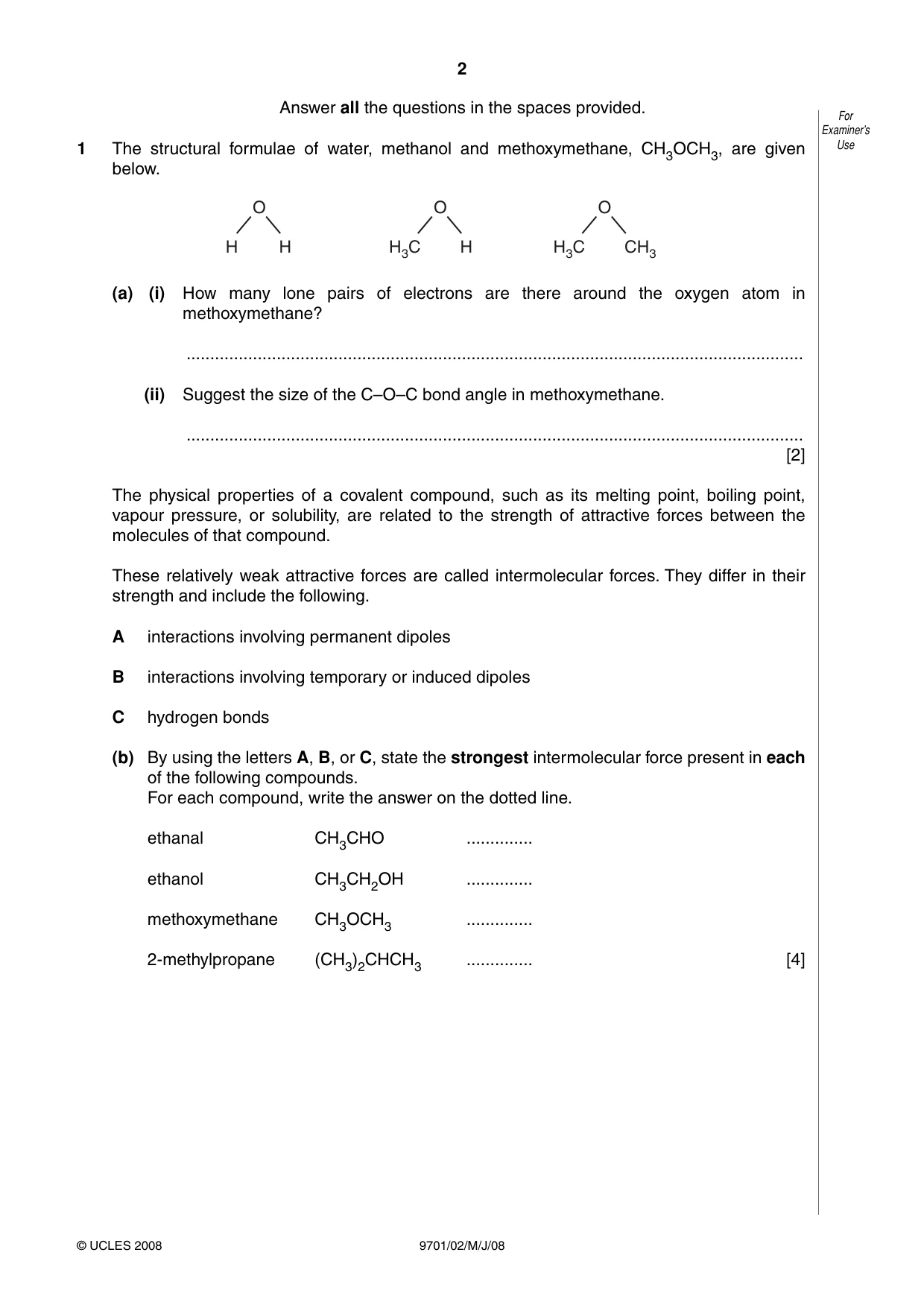 Cambridge A Level Chemistry 9701 2008 May/June Paper 2 · Variant 1 question paper, page 2 of 12