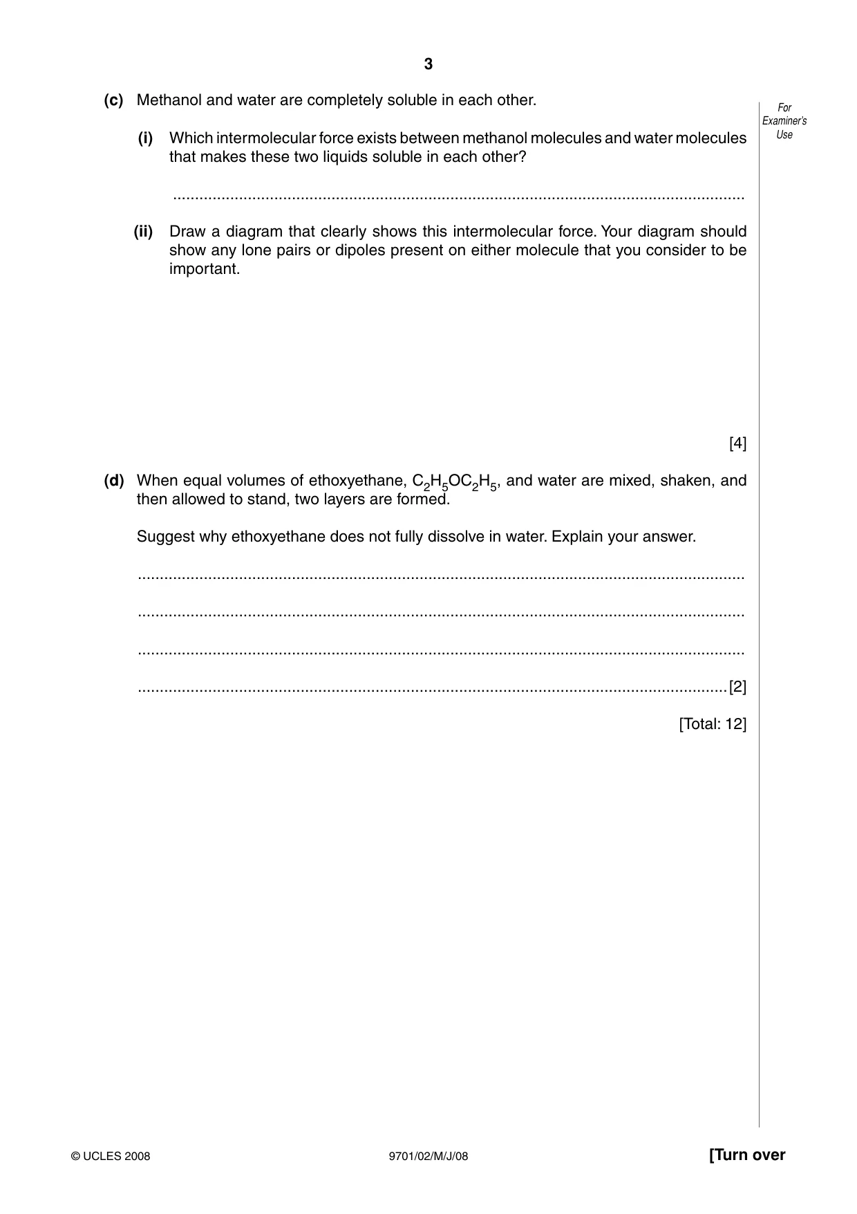 Cambridge A Level Chemistry 9701 2008 May/June Paper 2 · Variant 1 question paper, page 3 of 12