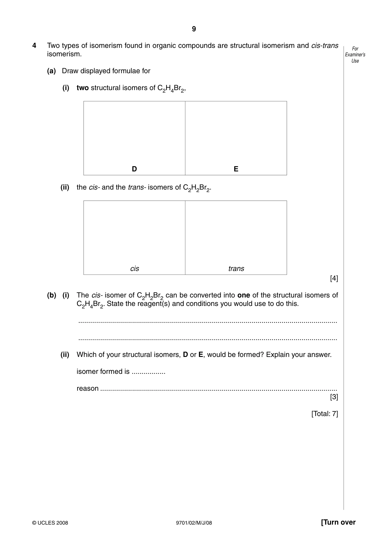 Cambridge A Level Chemistry 9701 2008 May/June Paper 2 · Variant 1 question paper, page 9 of 12