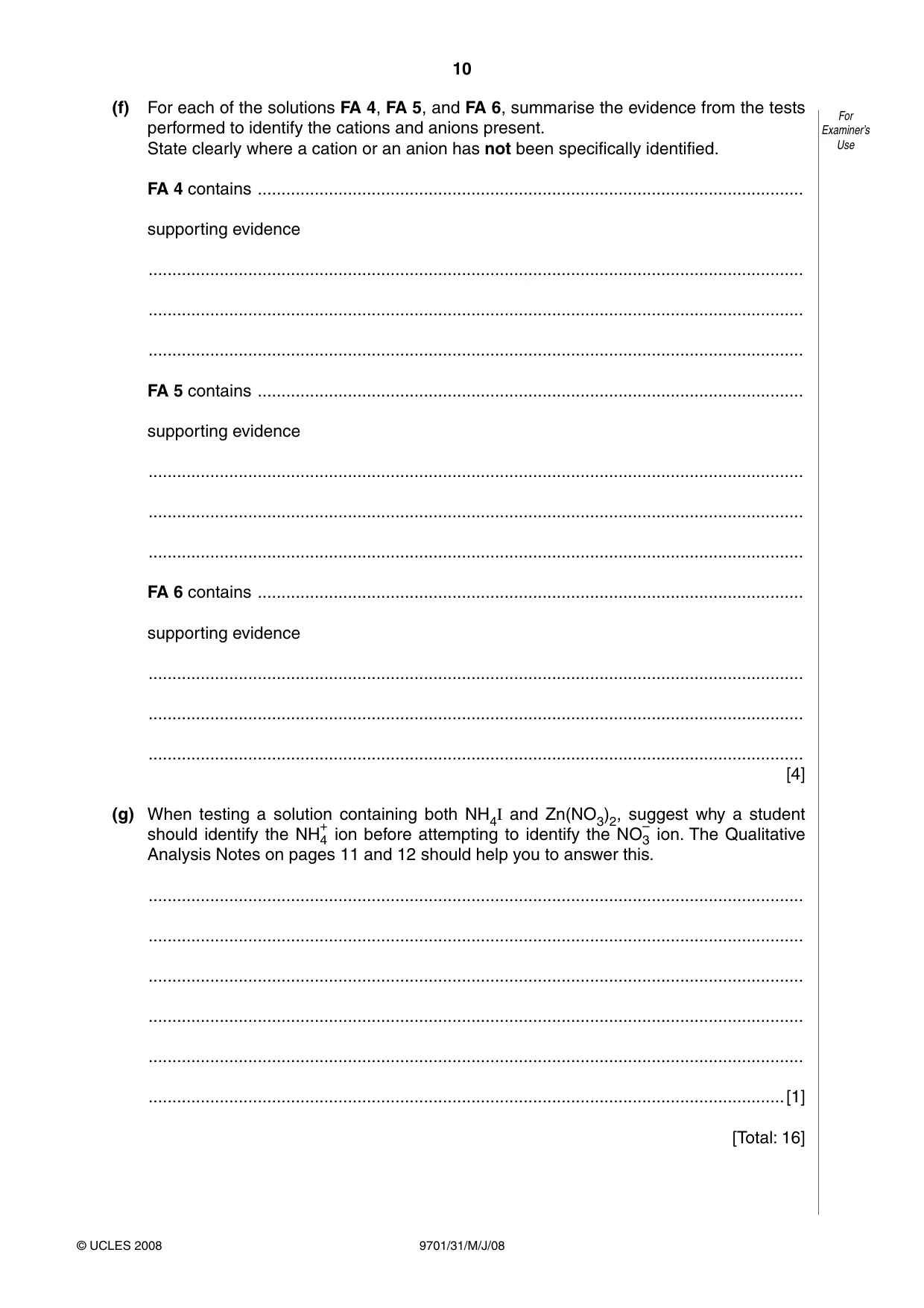 Cambridge A Level Chemistry 9701 2008 May/June Paper 3 · Variant 1 question paper, page 10 of 12