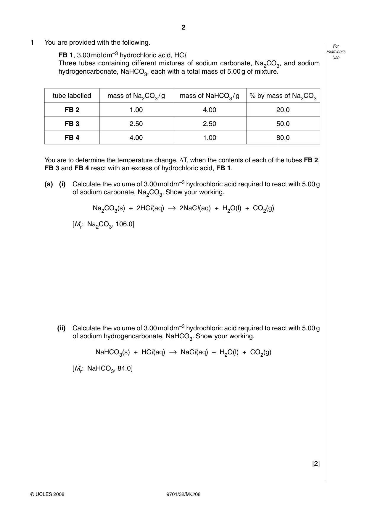 Cambridge A Level Chemistry 9701 2008 May/June Paper 3 · Variant 2 question paper, page 2 of 12