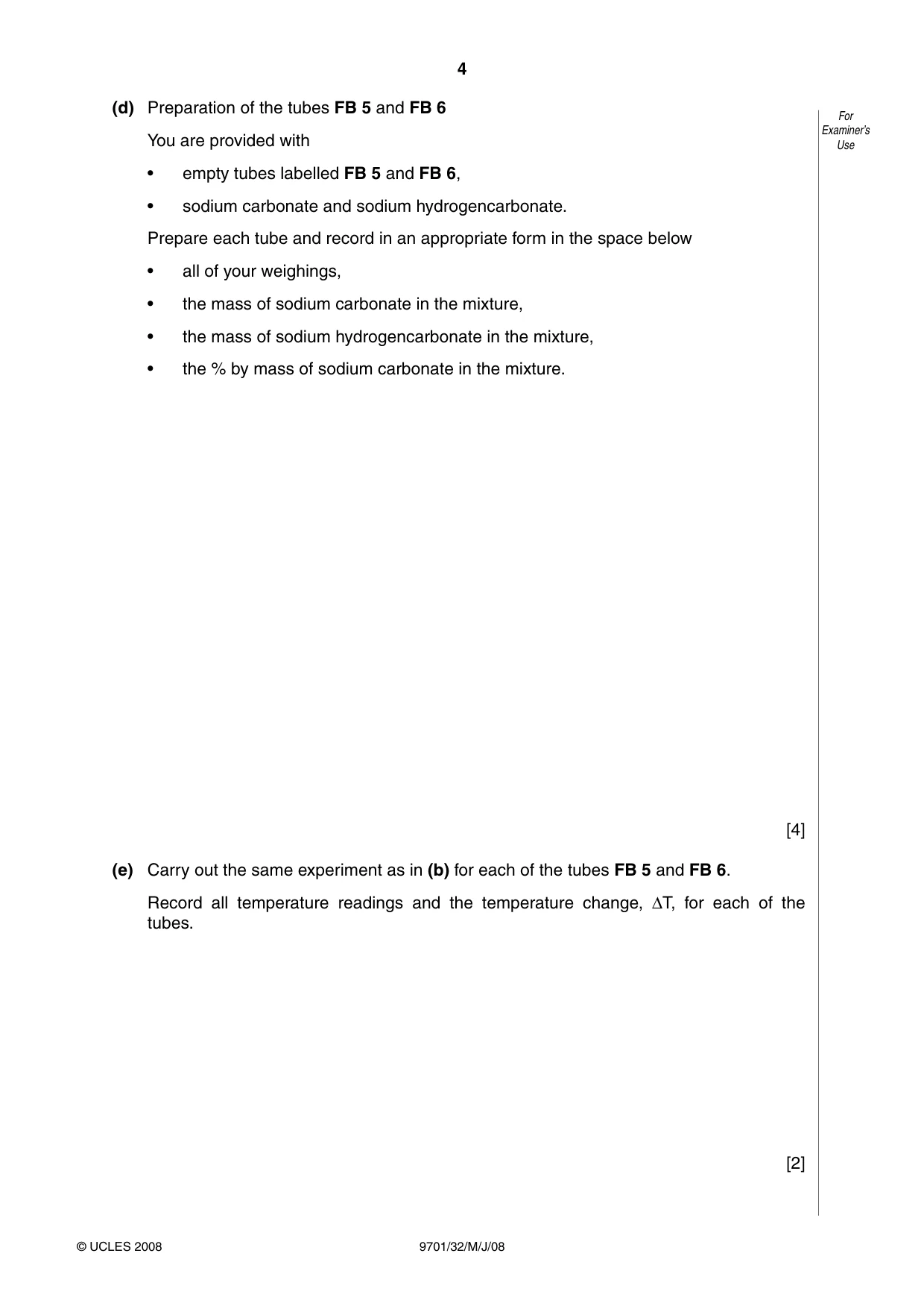 Cambridge A Level Chemistry 9701 2008 May/June Paper 3 · Variant 2 question paper, page 4 of 12