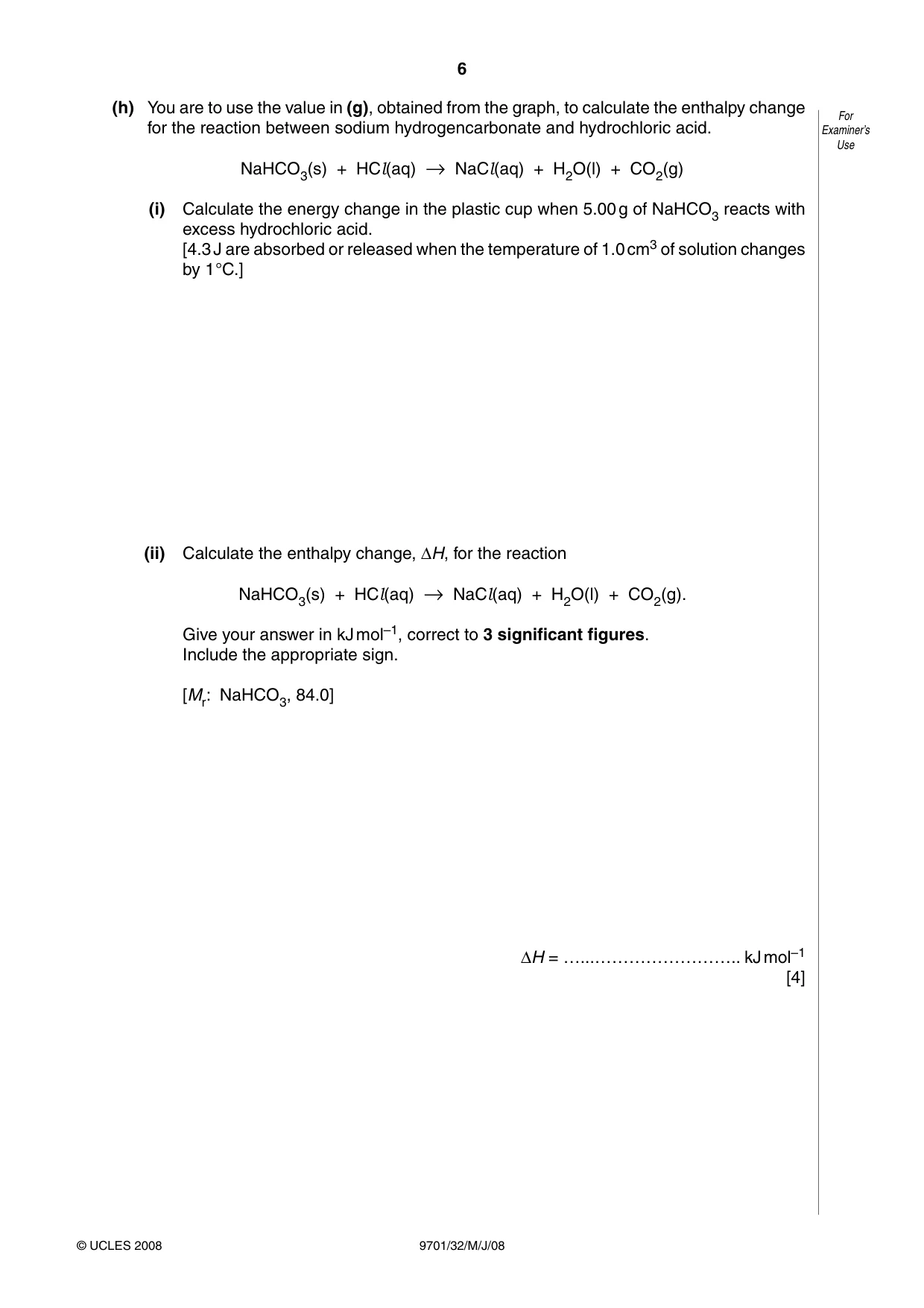 Cambridge A Level Chemistry 9701 2008 May/June Paper 3 · Variant 2 question paper, page 6 of 12