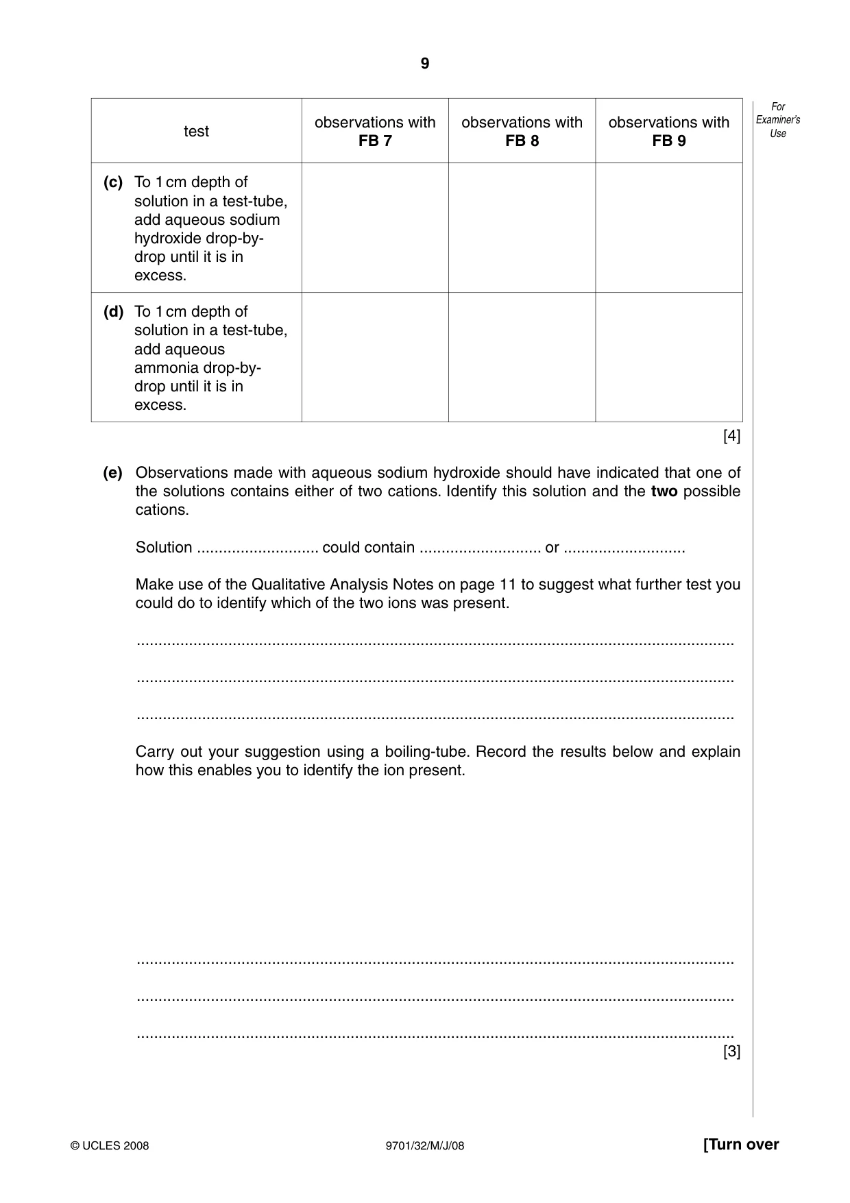 Cambridge A Level Chemistry 9701 2008 May/June Paper 3 · Variant 2 question paper, page 9 of 12