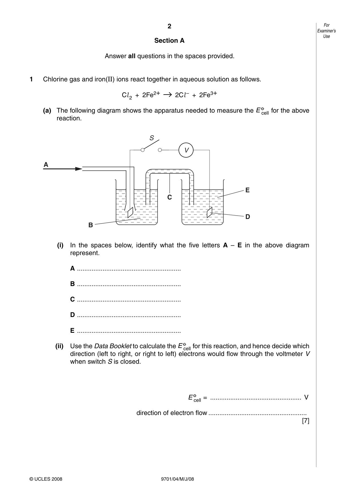 Cambridge A Level Chemistry 9701 2008 May/June Paper 4 · Variant 1 question paper, page 2 of 20