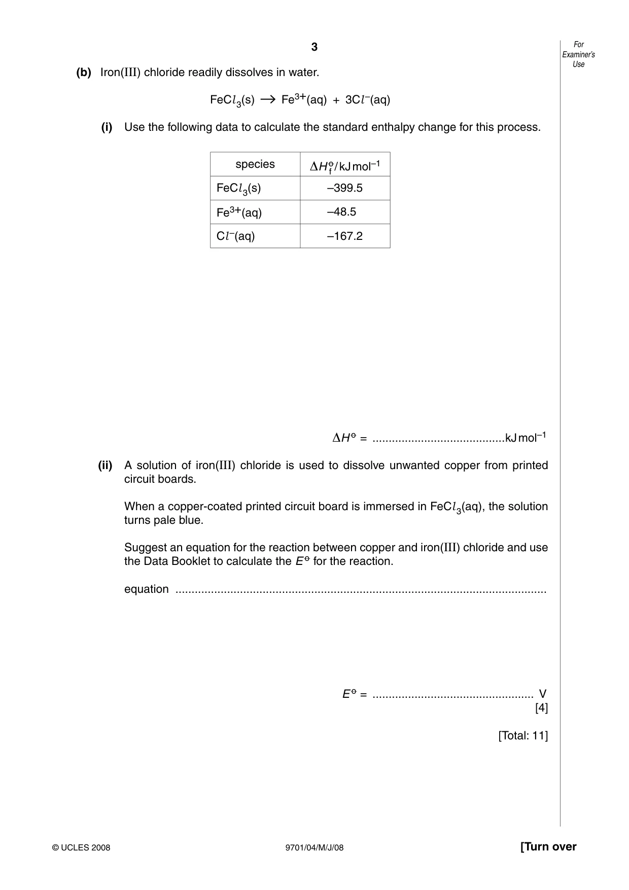 Cambridge A Level Chemistry 9701 2008 May/June Paper 4 · Variant 1 question paper, page 3 of 20