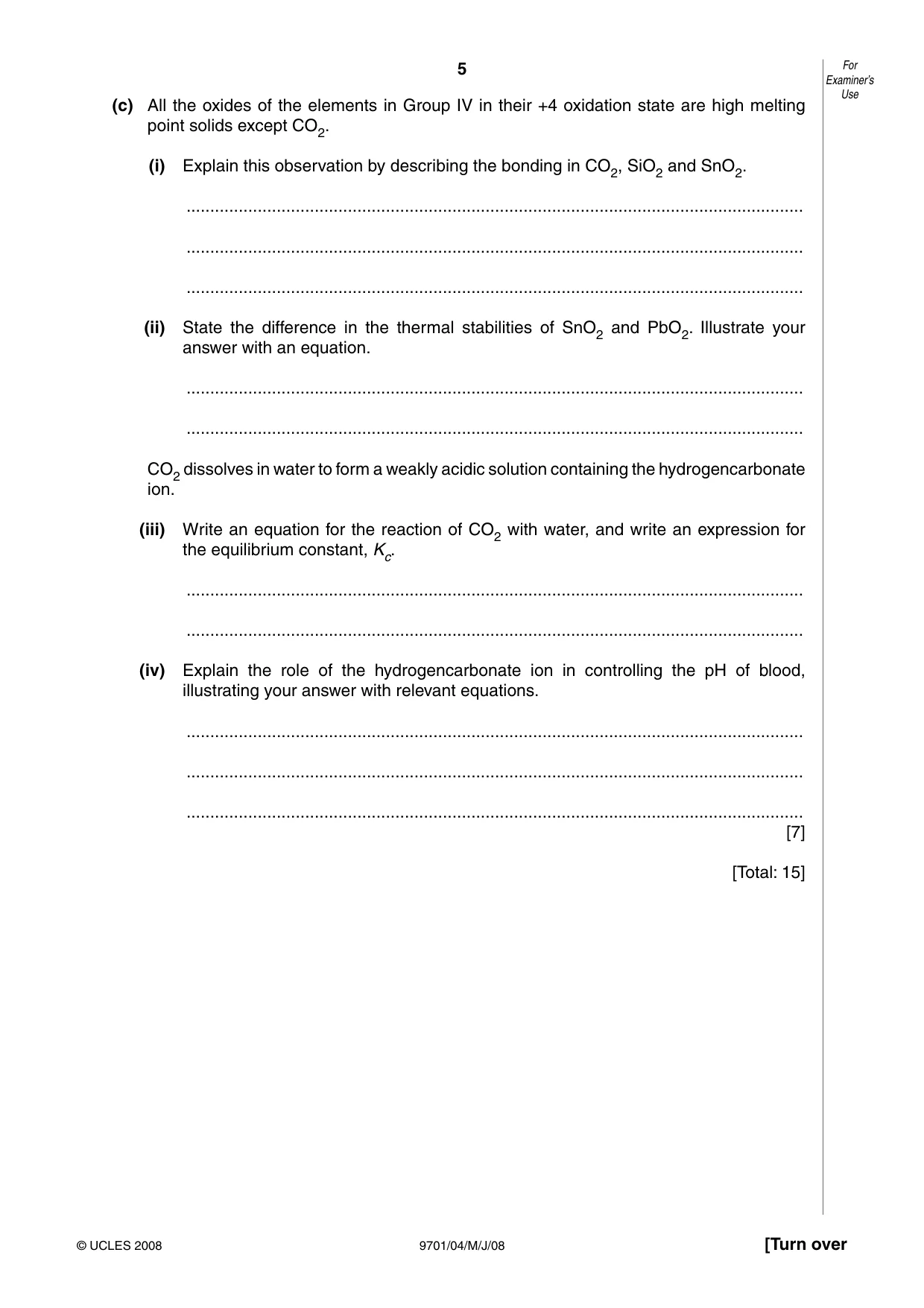 Cambridge A Level Chemistry 9701 2008 May/June Paper 4 · Variant 1 question paper, page 5 of 20