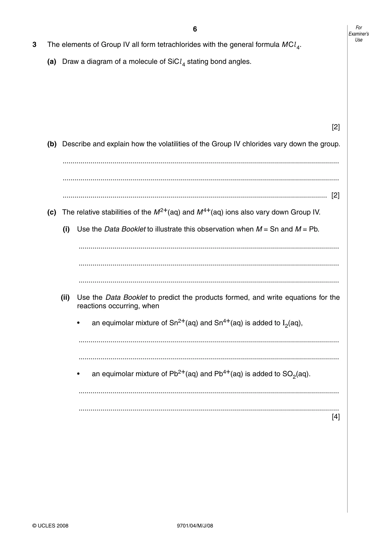 Cambridge A Level Chemistry 9701 2008 May/June Paper 4 · Variant 1 question paper, page 6 of 20