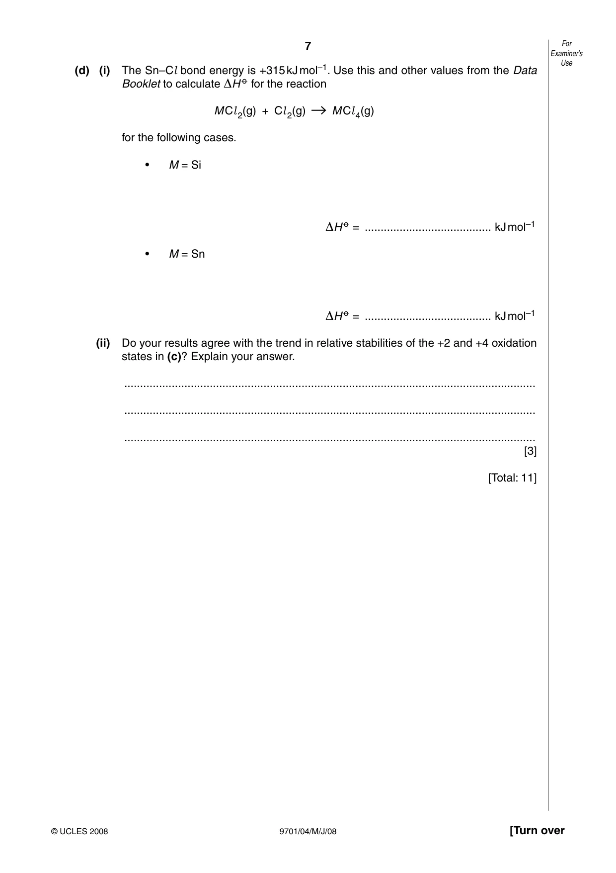 Cambridge A Level Chemistry 9701 2008 May/June Paper 4 · Variant 1 question paper, page 7 of 20