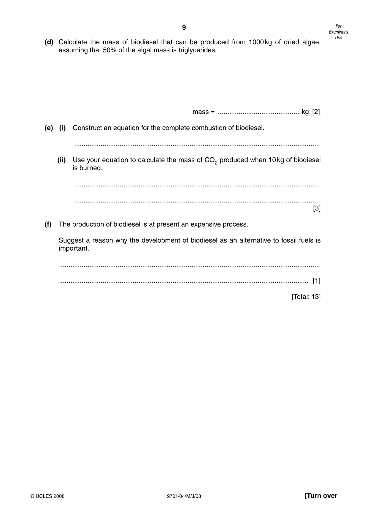 Cambridge A Level Chemistry 9701 2008 May/June Paper 4 · Variant 1 question paper, page 9 of 20