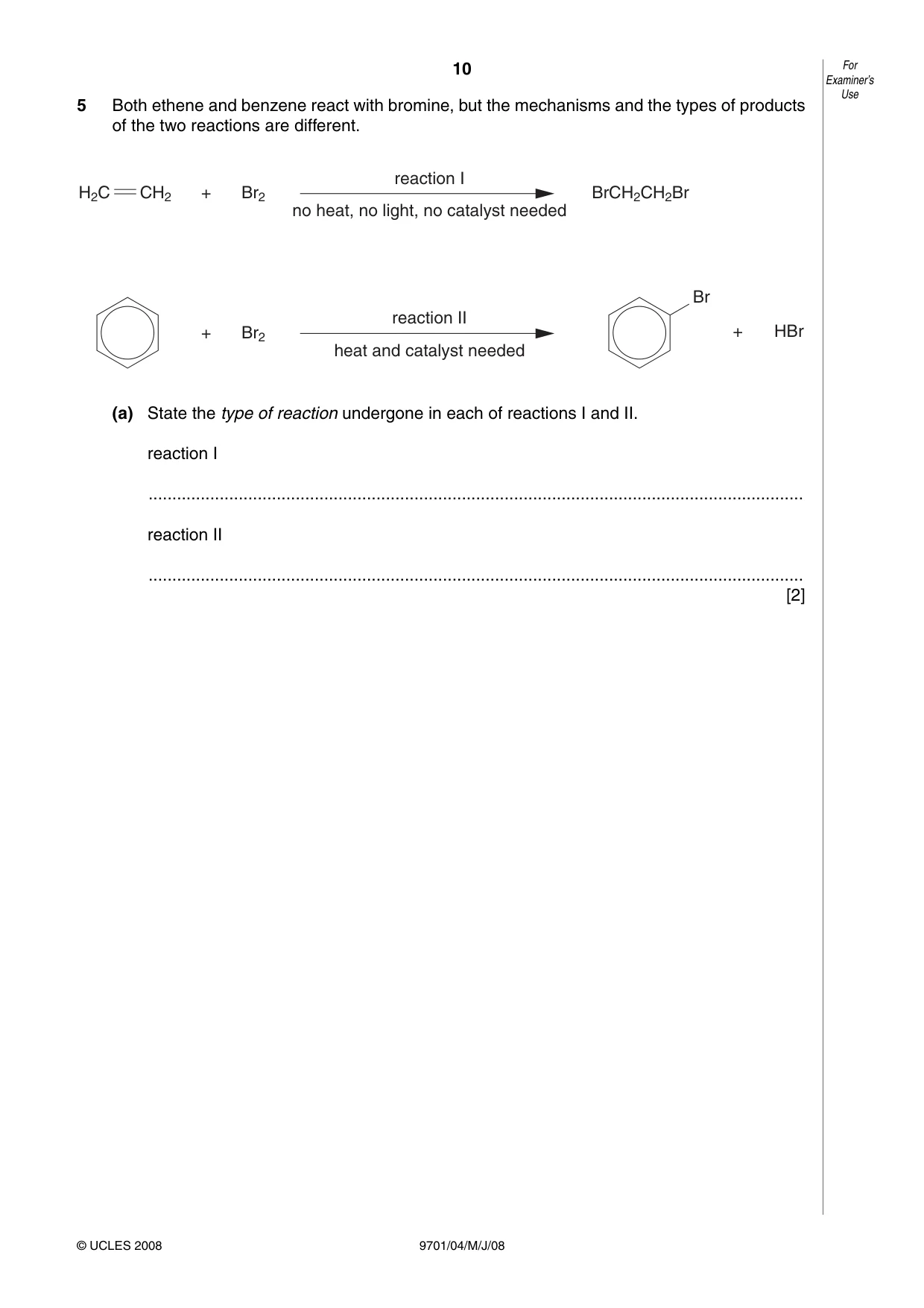 Cambridge A Level Chemistry 9701 2008 May/June Paper 4 · Variant 1 question paper, page 10 of 20