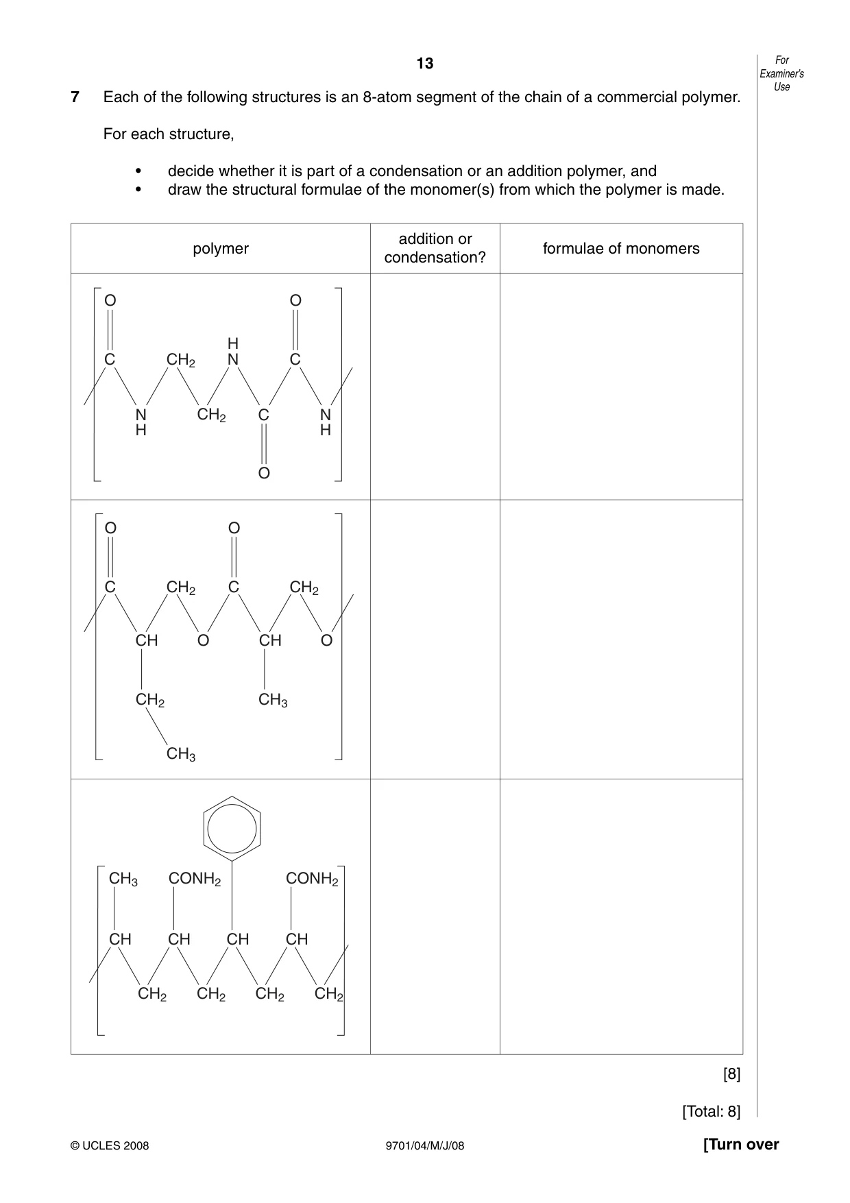 Cambridge A Level Chemistry 9701 2008 May/June Paper 4 · Variant 1 question paper, page 13 of 20