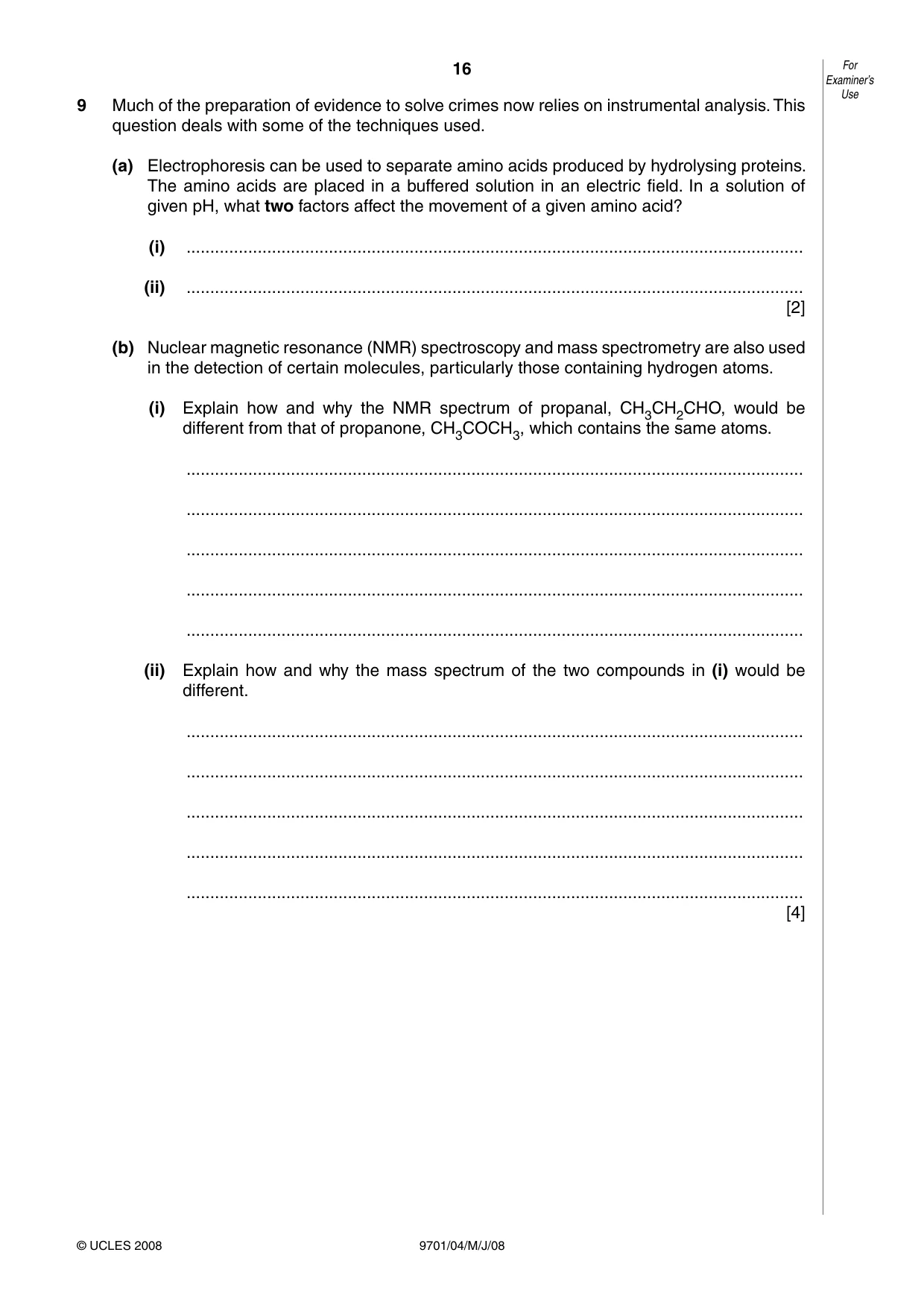 Cambridge A Level Chemistry 9701 2008 May/June Paper 4 · Variant 1 question paper, page 16 of 20