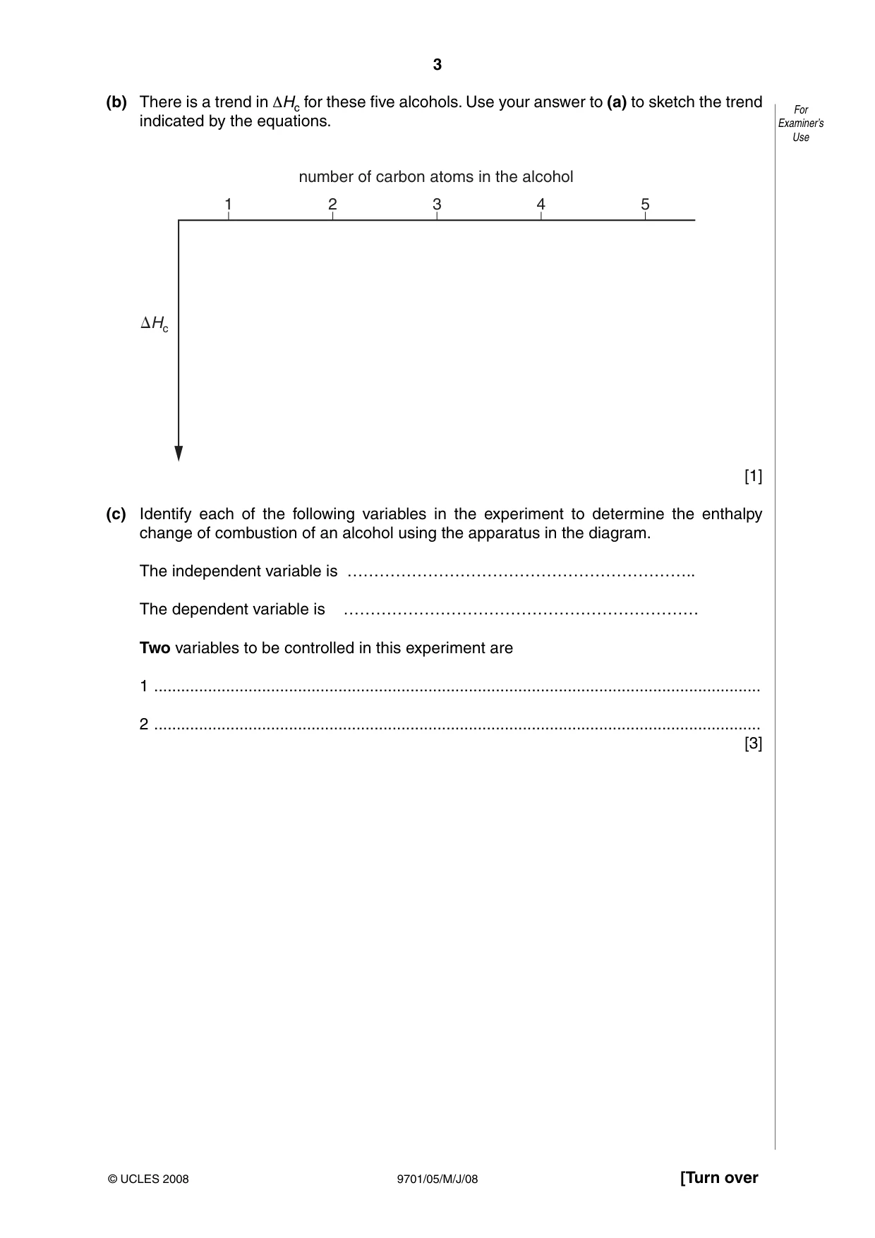 Cambridge A Level Chemistry 9701 2008 May/June Paper 5 · Variant 1 question paper, page 3 of 12