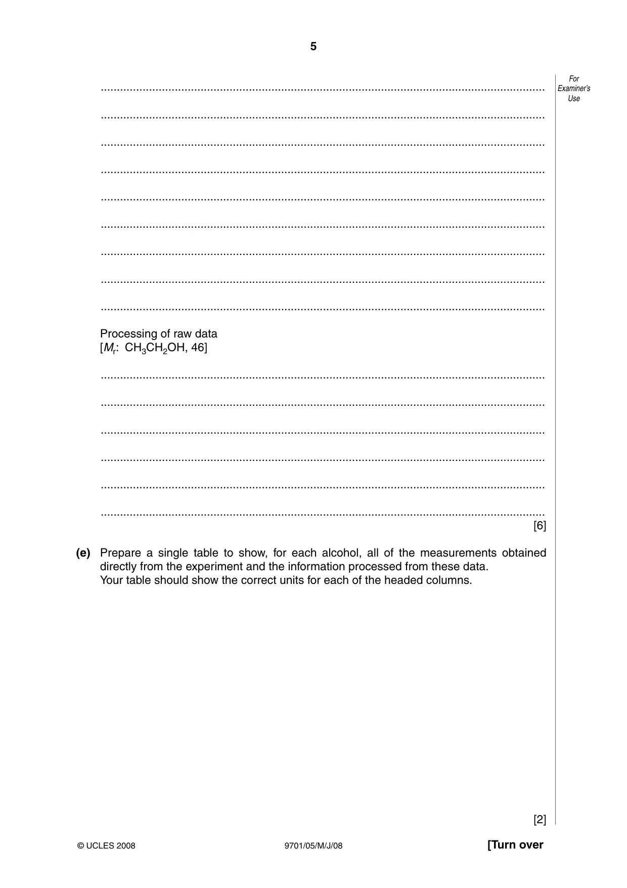 Cambridge A Level Chemistry 9701 2008 May/June Paper 5 · Variant 1 question paper, page 5 of 12