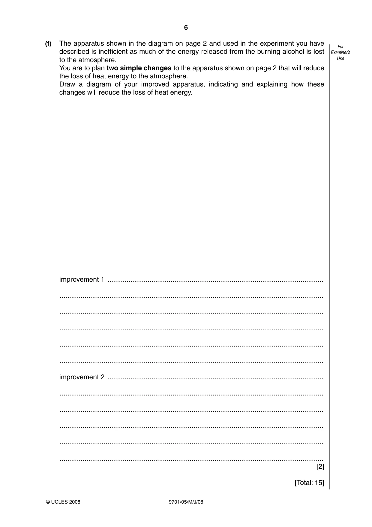 Cambridge A Level Chemistry 9701 2008 May/June Paper 5 · Variant 1 question paper, page 6 of 12