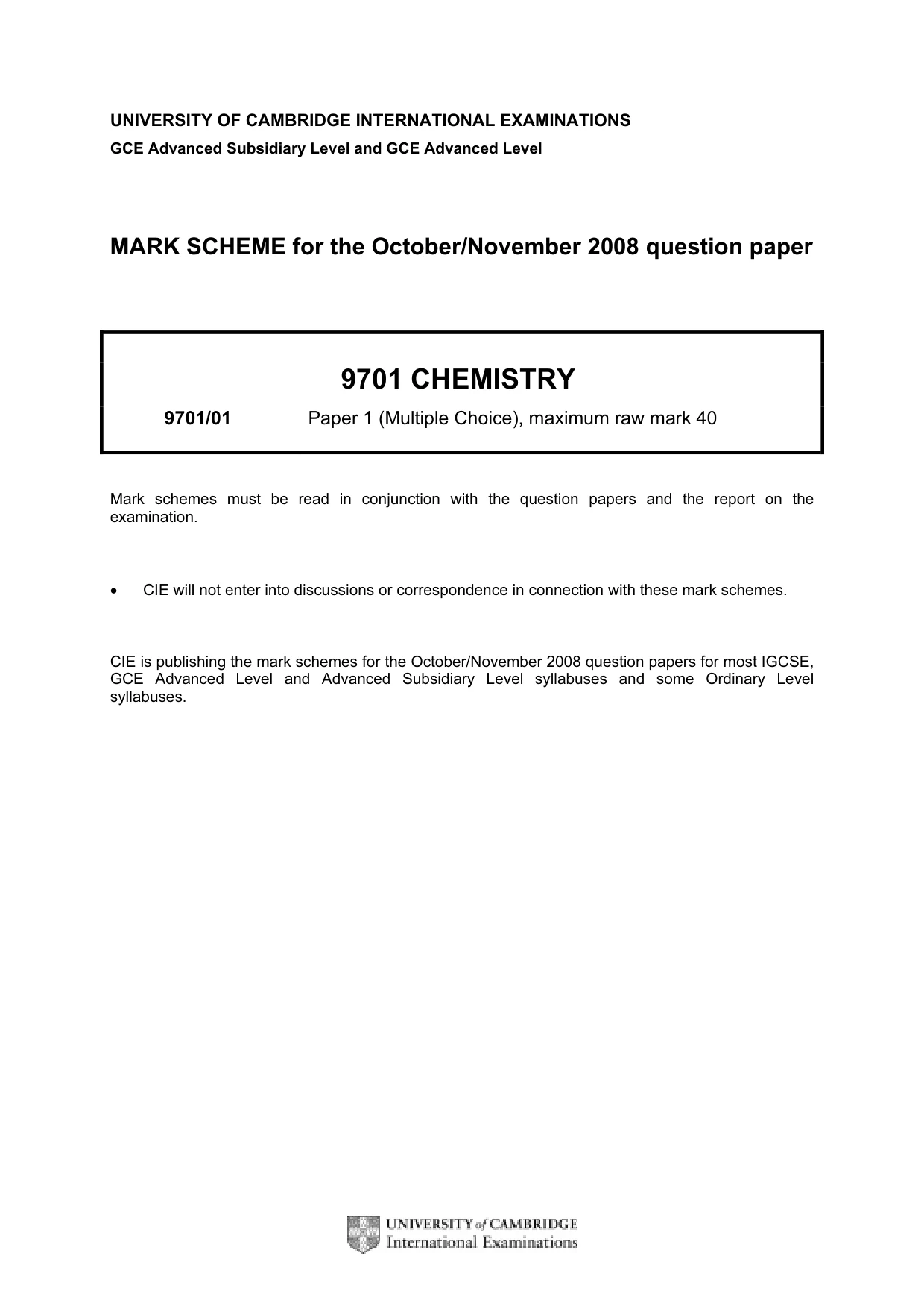 Mark scheme, page 1 of 2