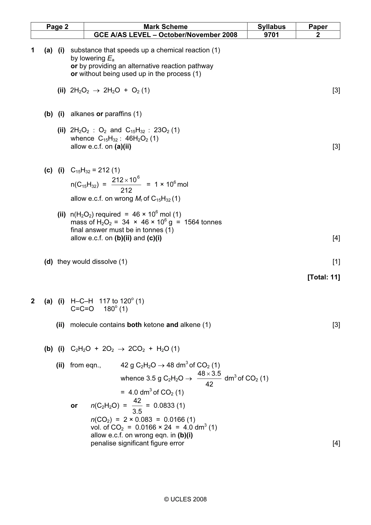 Mark scheme, page 2 of 5