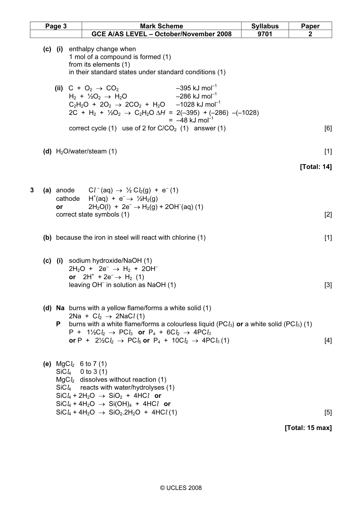 Mark scheme, page 3 of 5