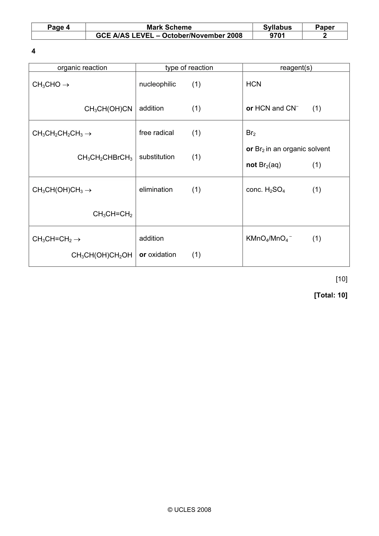 Mark scheme, page 4 of 5