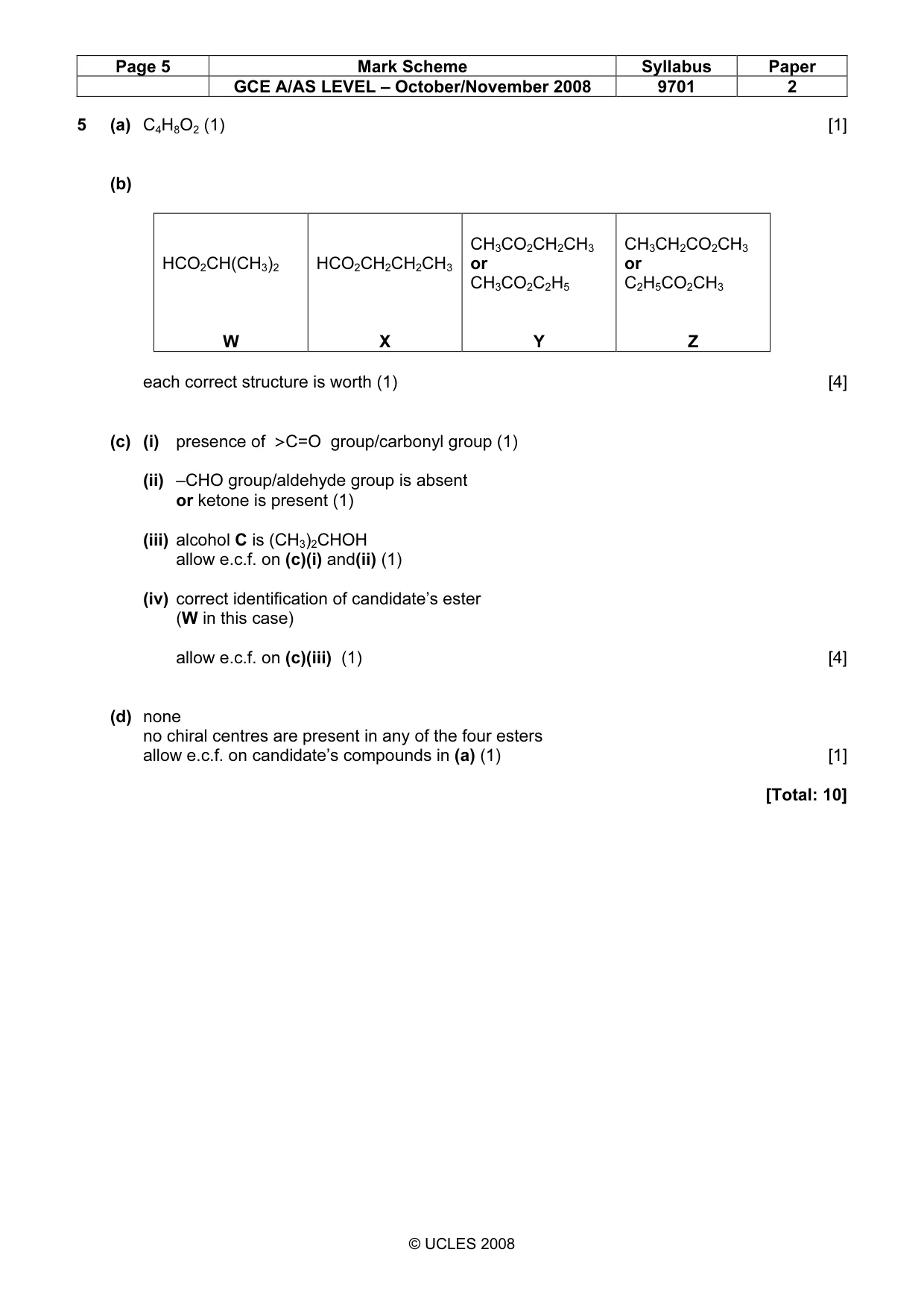 Mark scheme, page 5 of 5