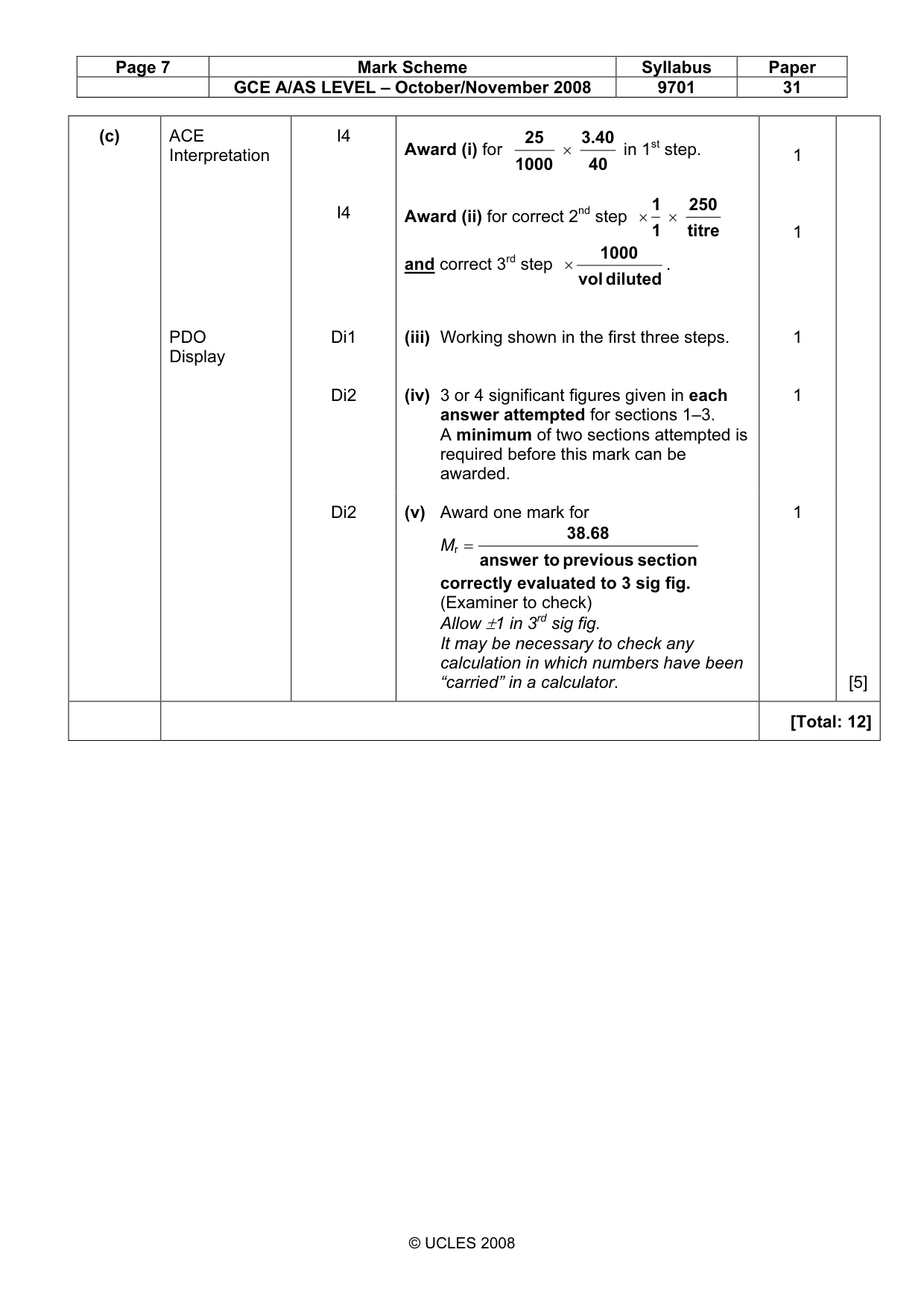 Mark scheme, page 7 of 12
