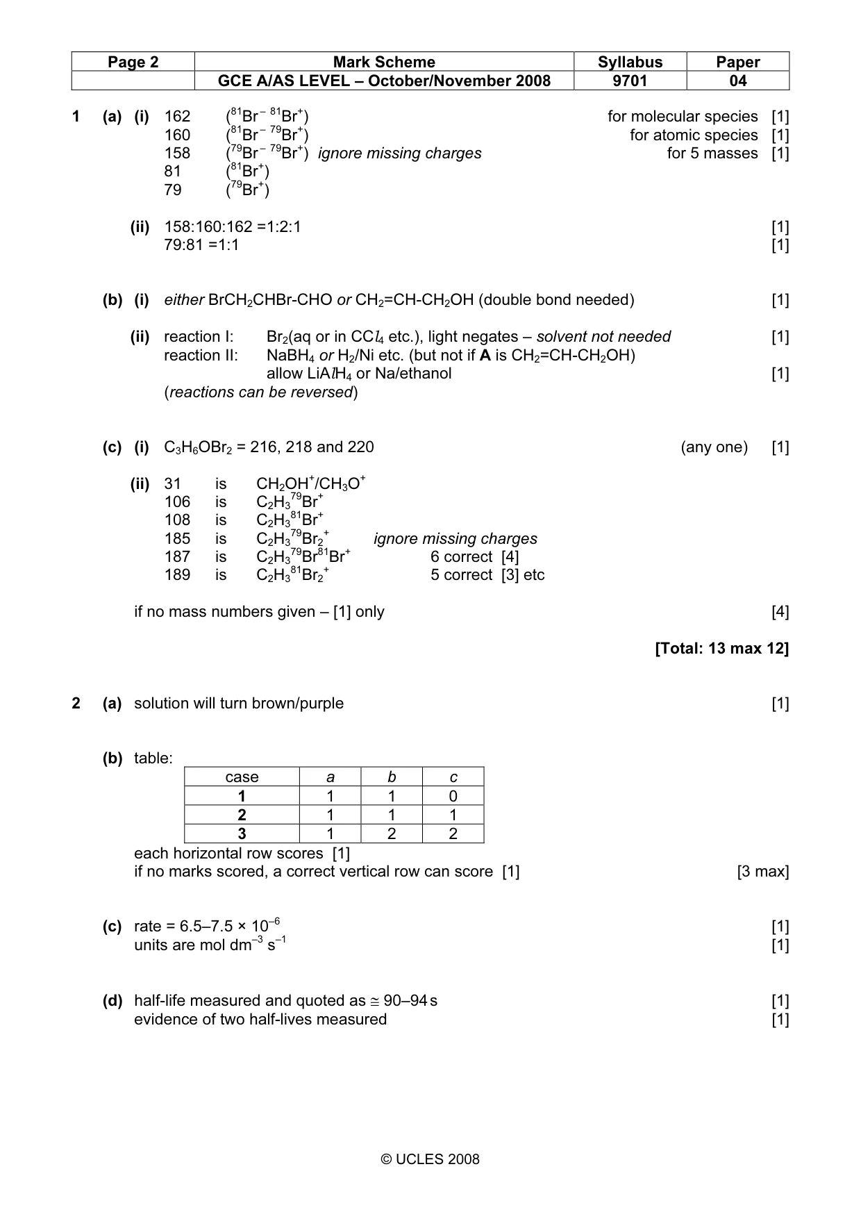 Mark scheme, page 2 of 7