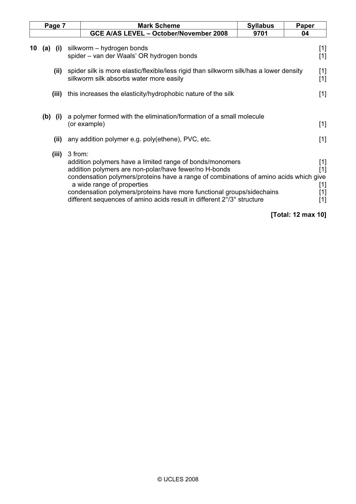 Mark scheme, page 7 of 7