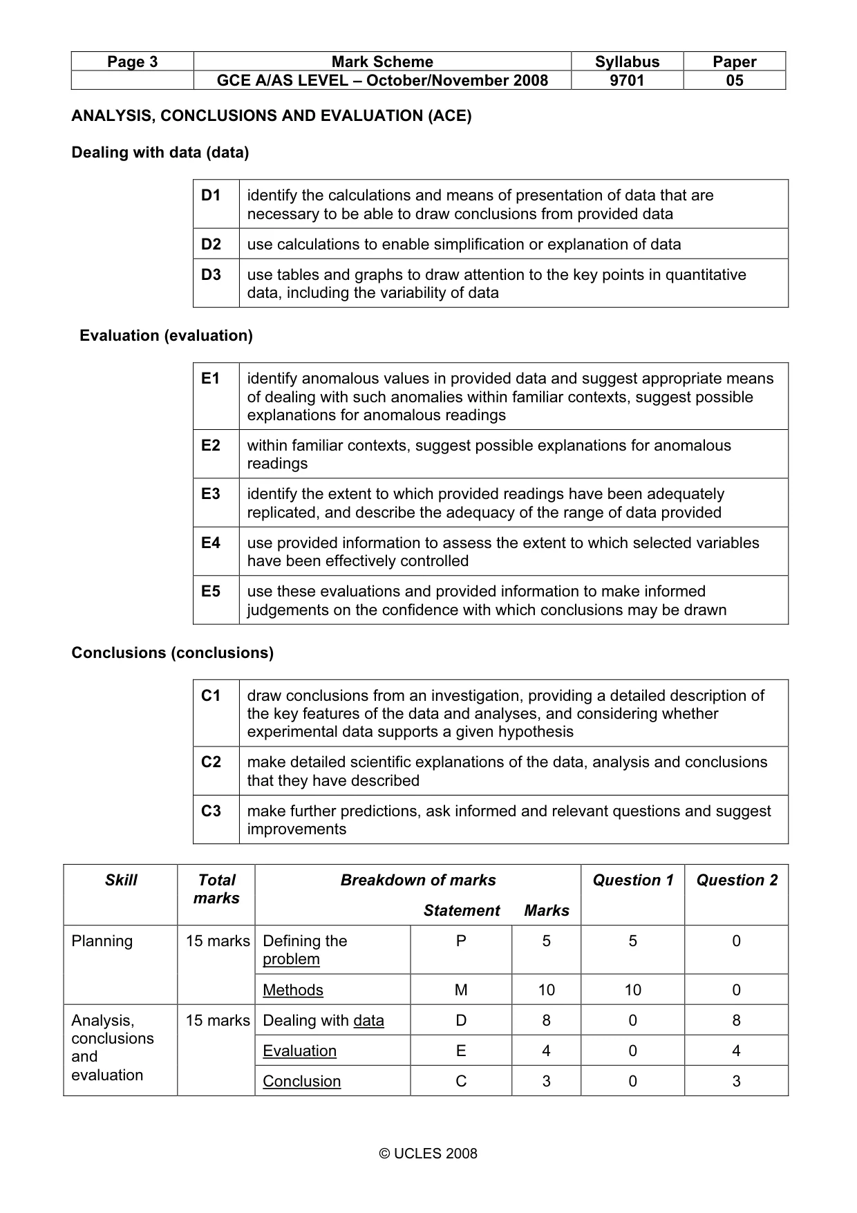 Mark scheme, page 3 of 8