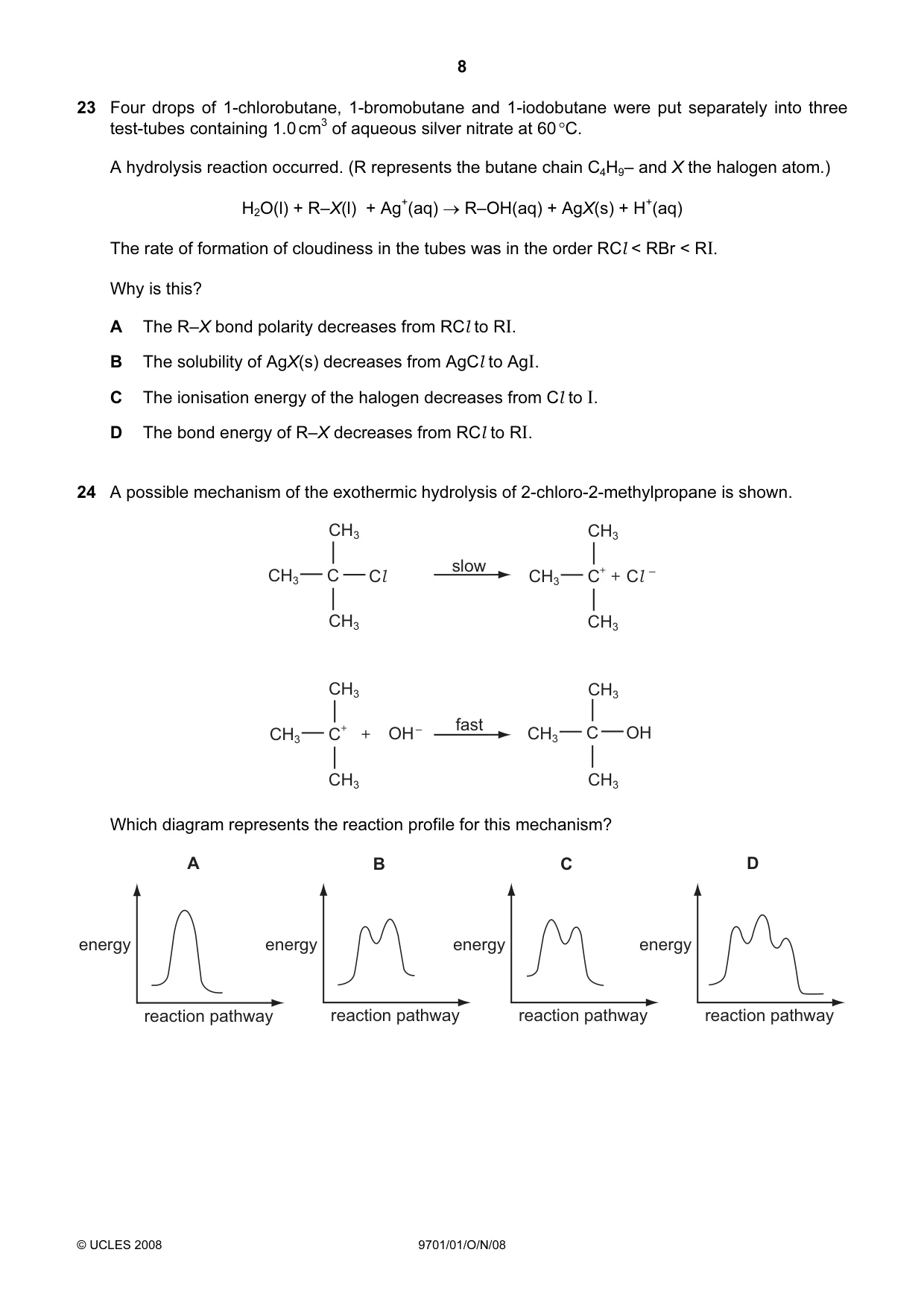 Cambridge A Level Chemistry 9701 2008 Oct/Nov Paper 1 · Variant 1 question paper, page 8 of 16