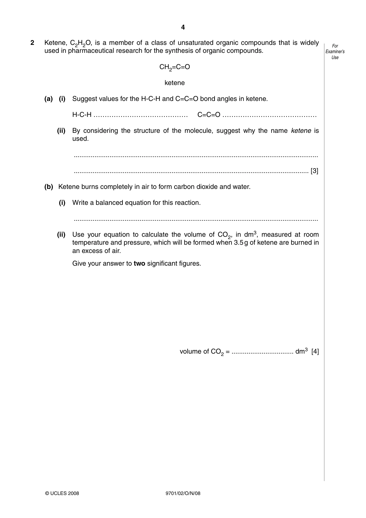Cambridge A Level Chemistry 9701 2008 Oct/Nov Paper 2 · Variant 1 question paper, page 4 of 12