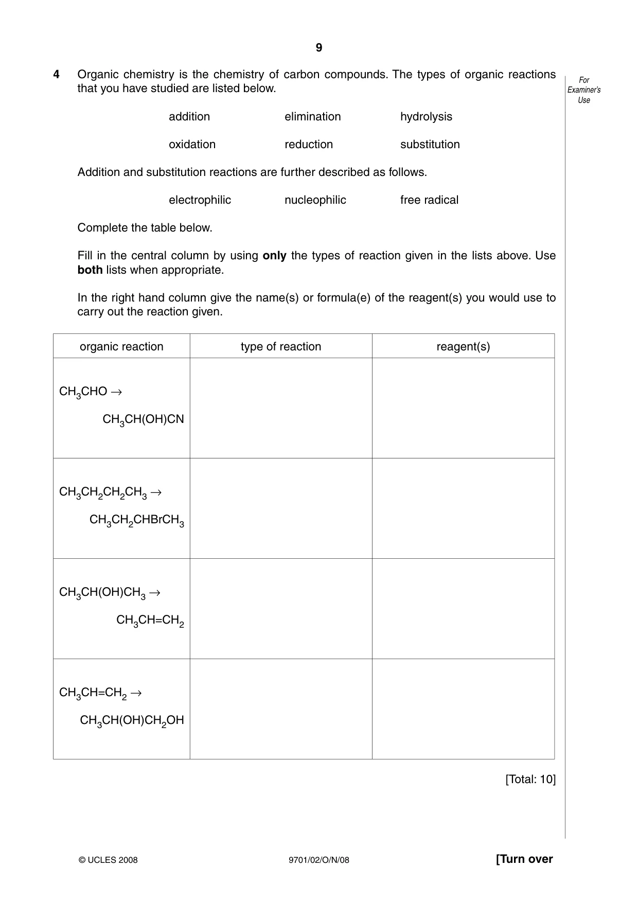 Cambridge A Level Chemistry 9701 2008 Oct/Nov Paper 2 · Variant 1 question paper, page 9 of 12