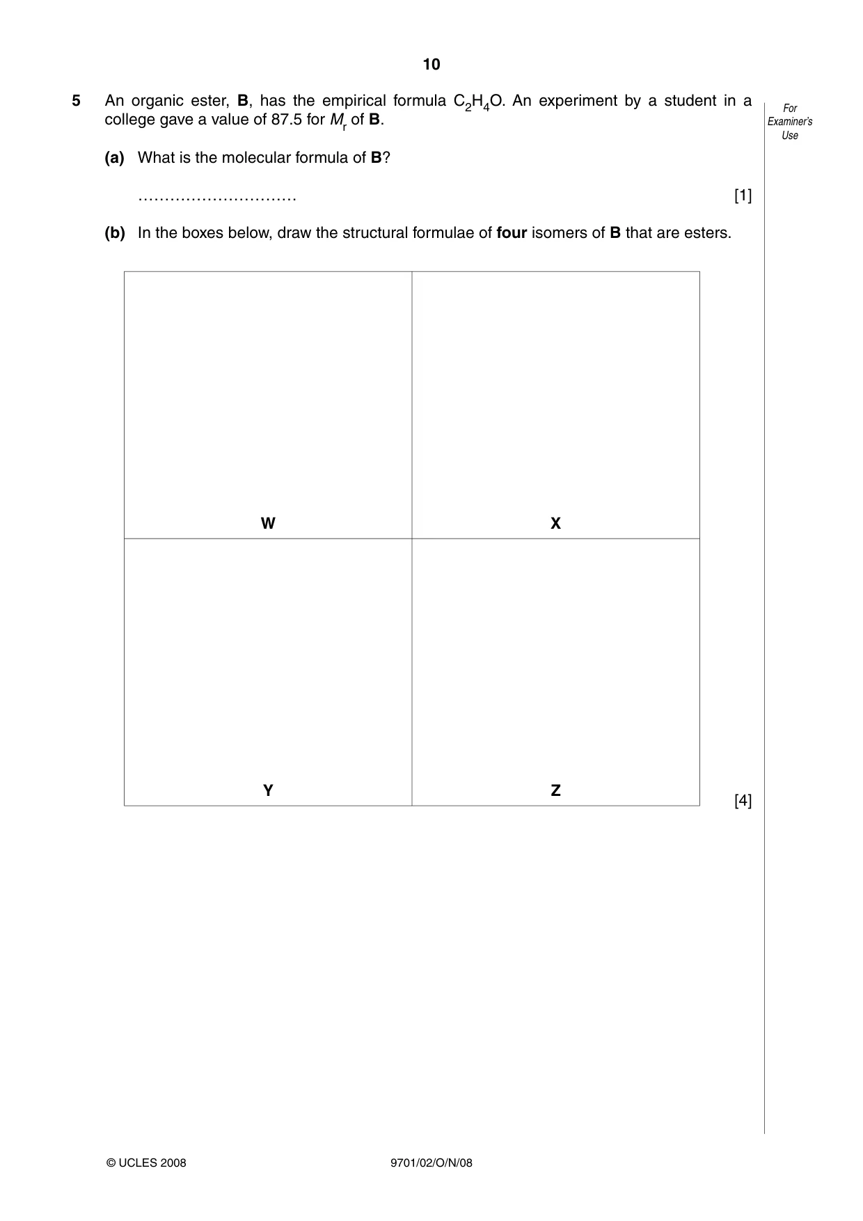 Cambridge A Level Chemistry 9701 2008 Oct/Nov Paper 2 · Variant 1 question paper, page 10 of 12