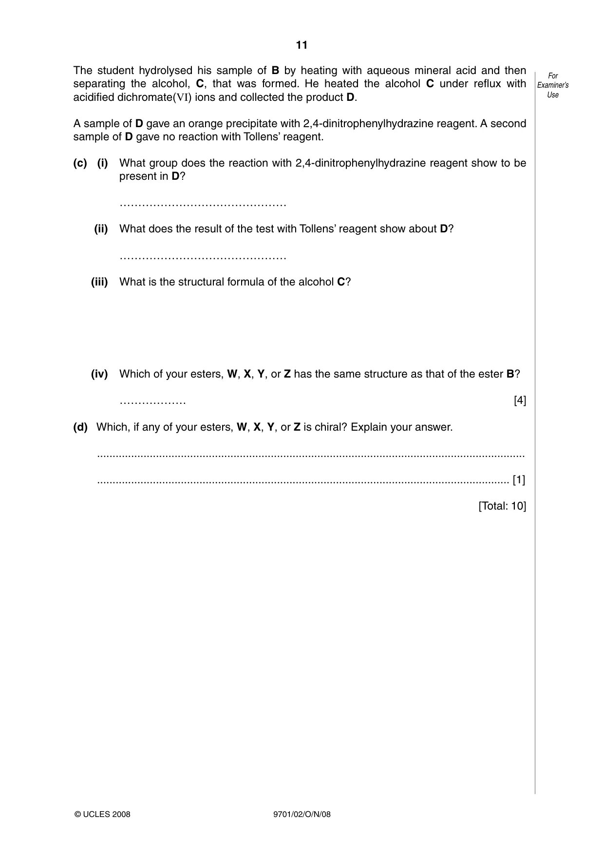 Cambridge A Level Chemistry 9701 2008 Oct/Nov Paper 2 · Variant 1 question paper, page 11 of 12