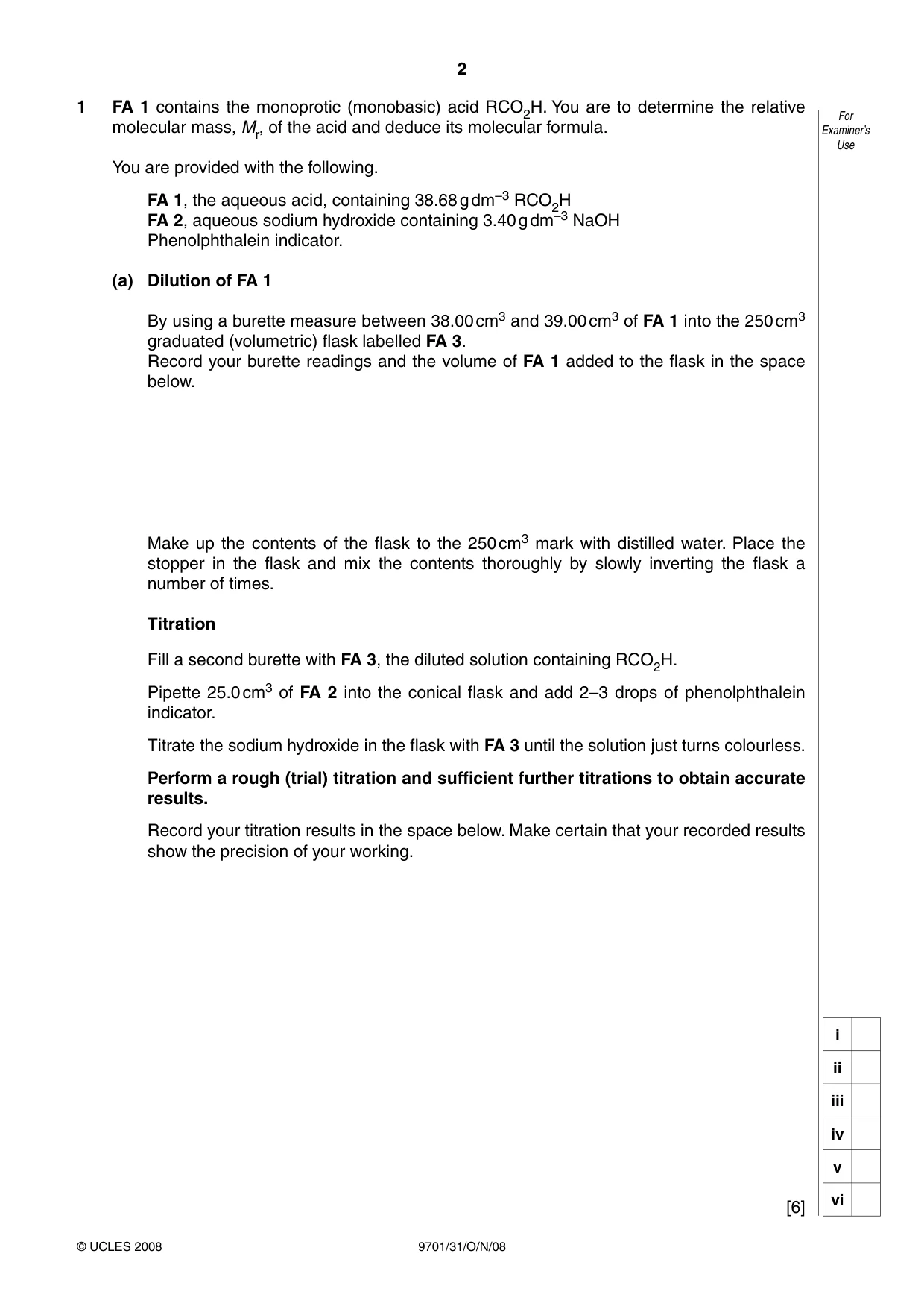 Cambridge A Level Chemistry 9701 2008 Oct/Nov Paper 3 · Variant 1 question paper, page 2 of 12