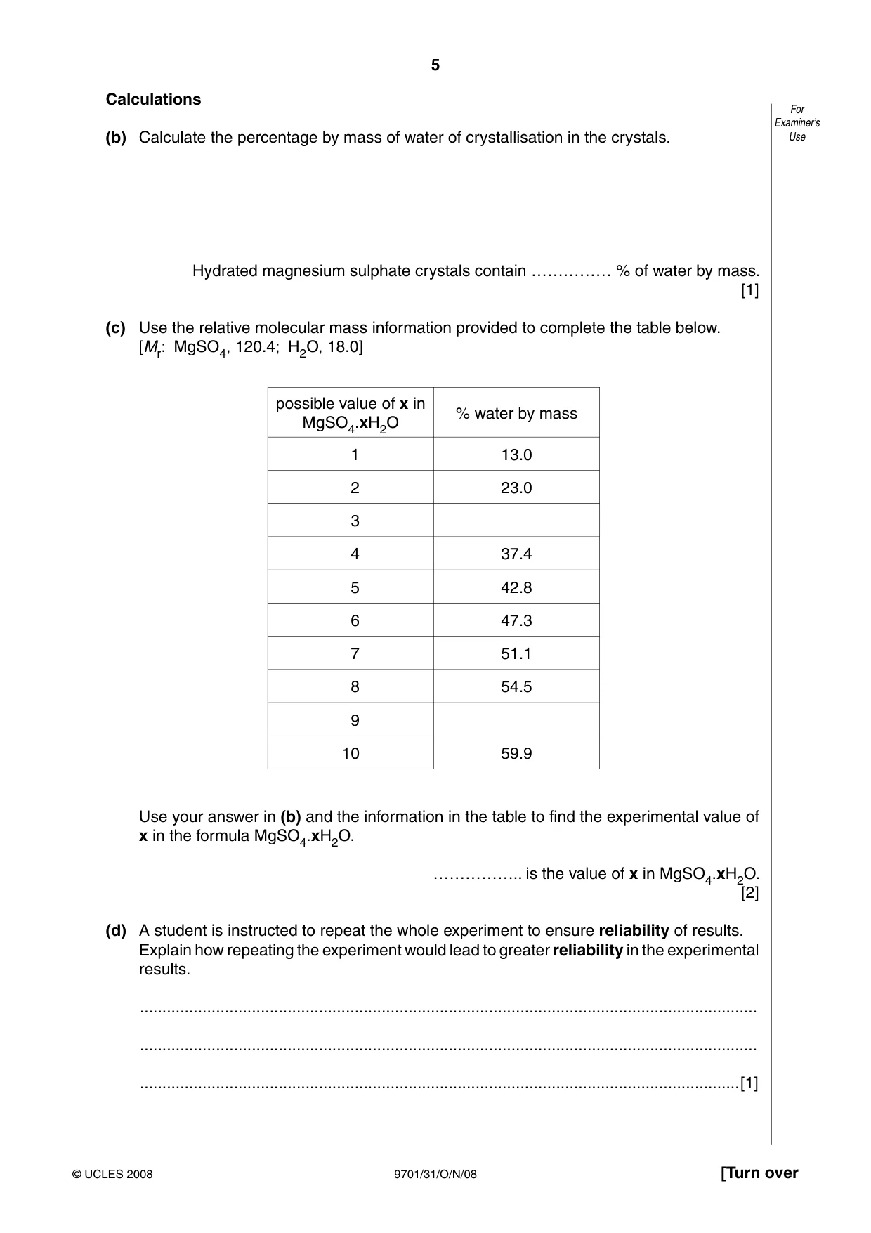 Cambridge A Level Chemistry 9701 2008 Oct/Nov Paper 3 · Variant 1 question paper, page 5 of 12