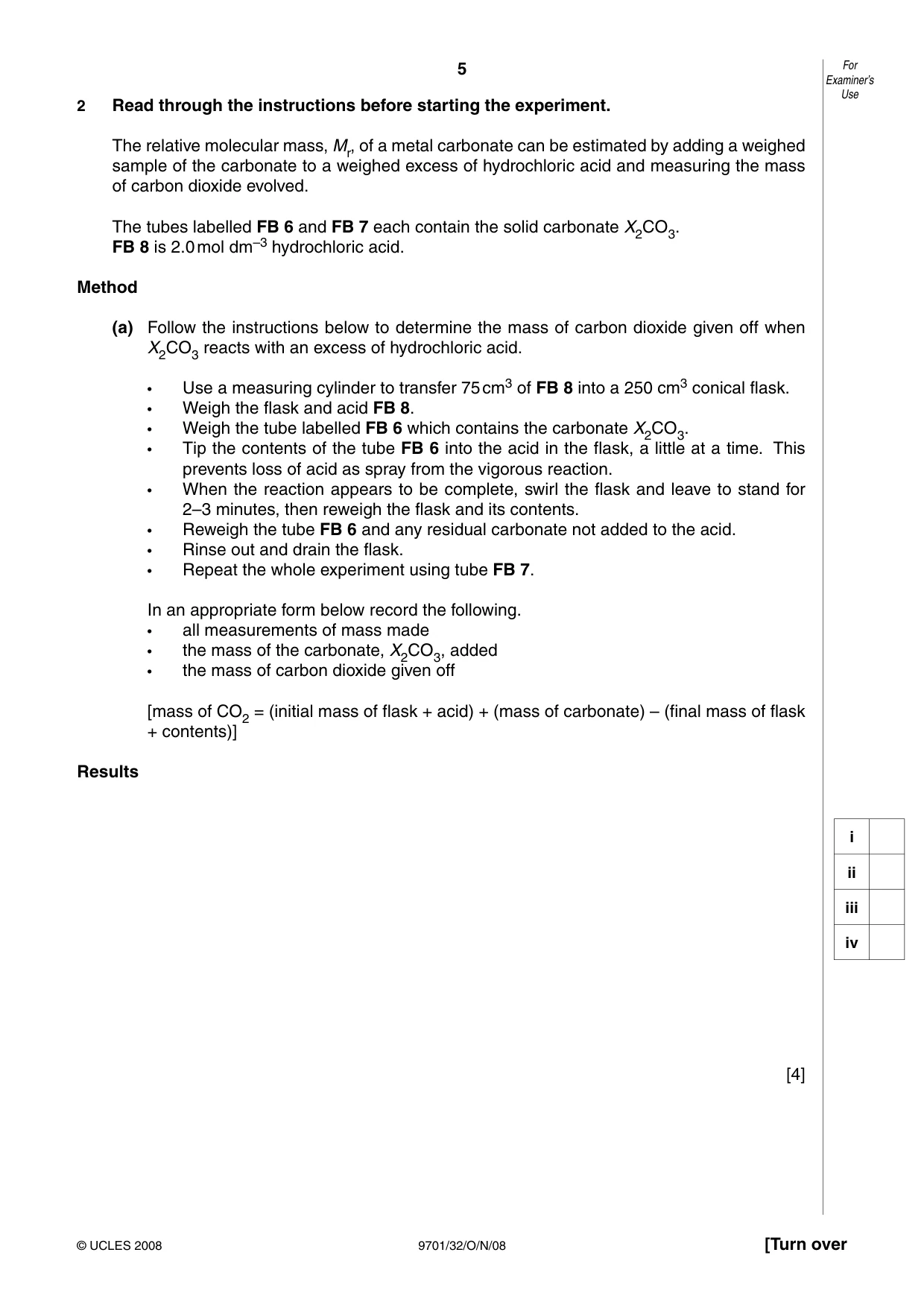 Cambridge A Level Chemistry 9701 2008 Oct/Nov Paper 3 · Variant 2 question paper, page 5 of 12