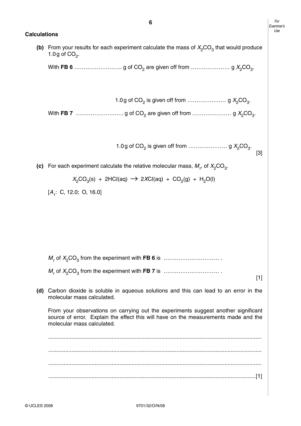 Cambridge A Level Chemistry 9701 2008 Oct/Nov Paper 3 · Variant 2 question paper, page 6 of 12