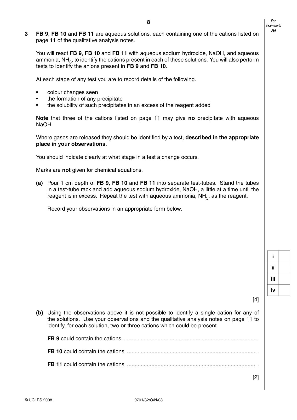 Cambridge A Level Chemistry 9701 2008 Oct/Nov Paper 3 · Variant 2 question paper, page 8 of 12