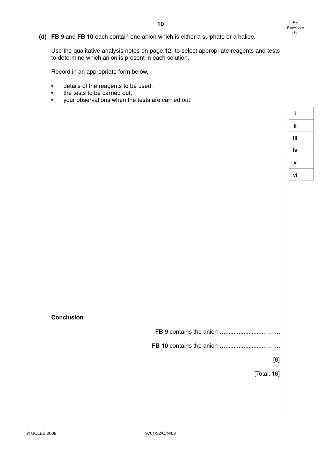 Cambridge A Level Chemistry 9701 2008 Oct/Nov Paper 3 · Variant 2 question paper, page 10 of 12