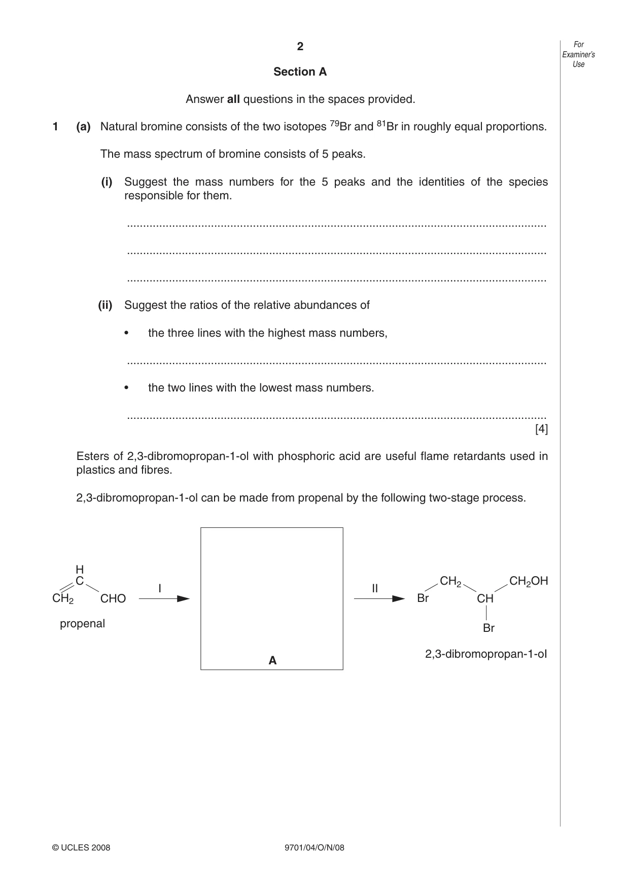 Cambridge A Level Chemistry 9701 2008 Oct/Nov Paper 4 · Variant 1 question paper, page 2 of 20