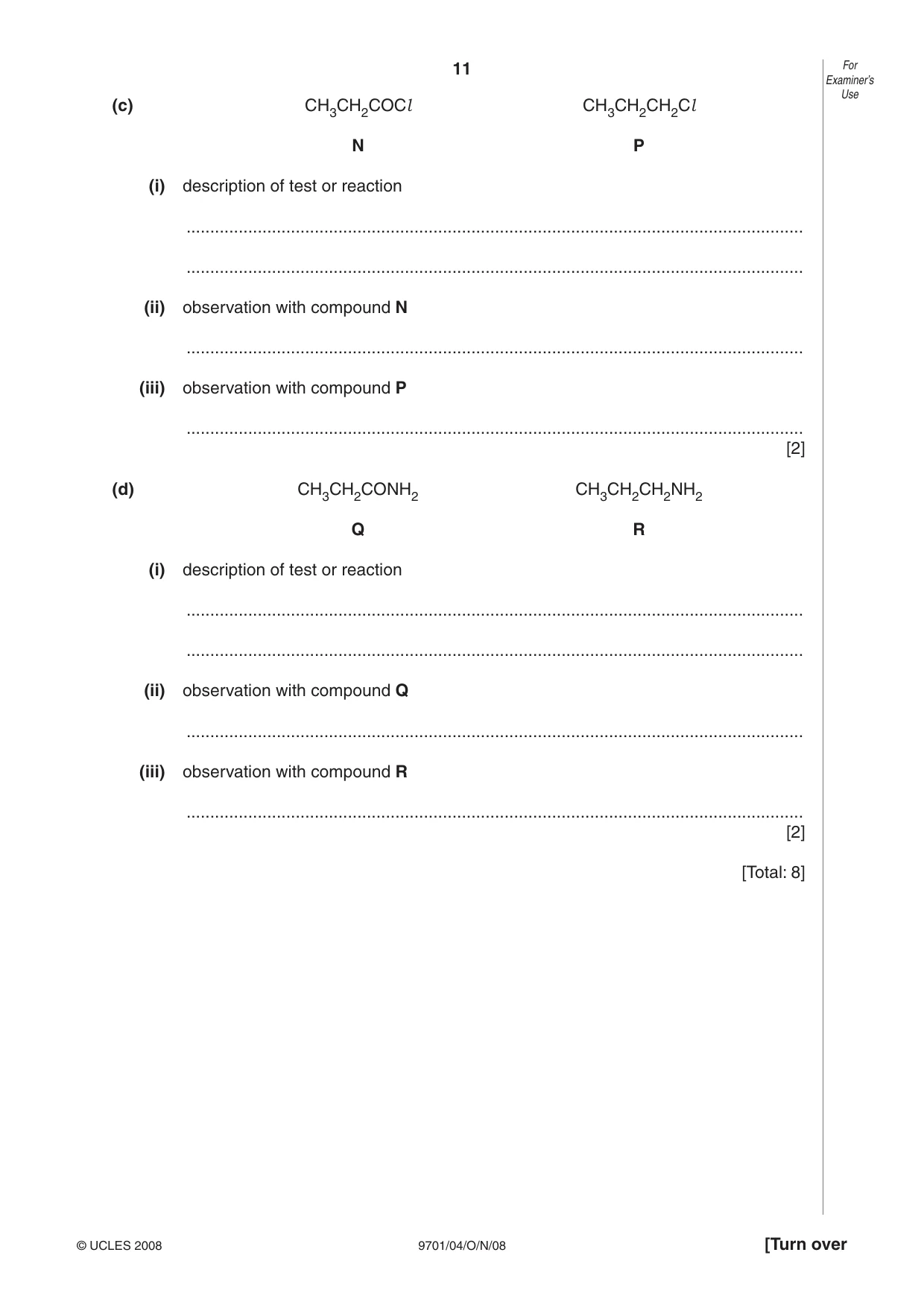 Cambridge A Level Chemistry 9701 2008 Oct/Nov Paper 4 · Variant 1 question paper, page 11 of 20