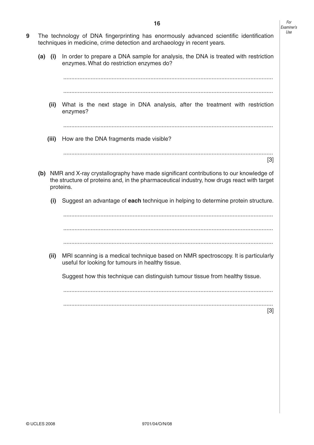 Cambridge A Level Chemistry 9701 2008 Oct/Nov Paper 4 · Variant 1 question paper, page 16 of 20