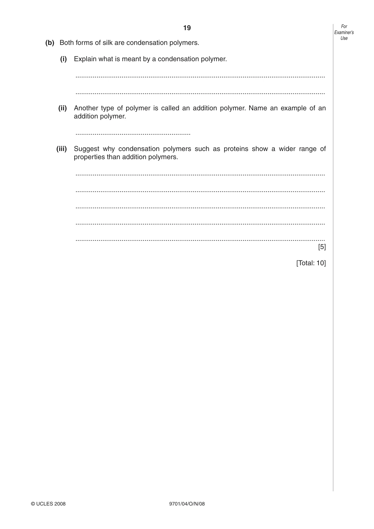 Cambridge A Level Chemistry 9701 2008 Oct/Nov Paper 4 · Variant 1 question paper, page 19 of 20